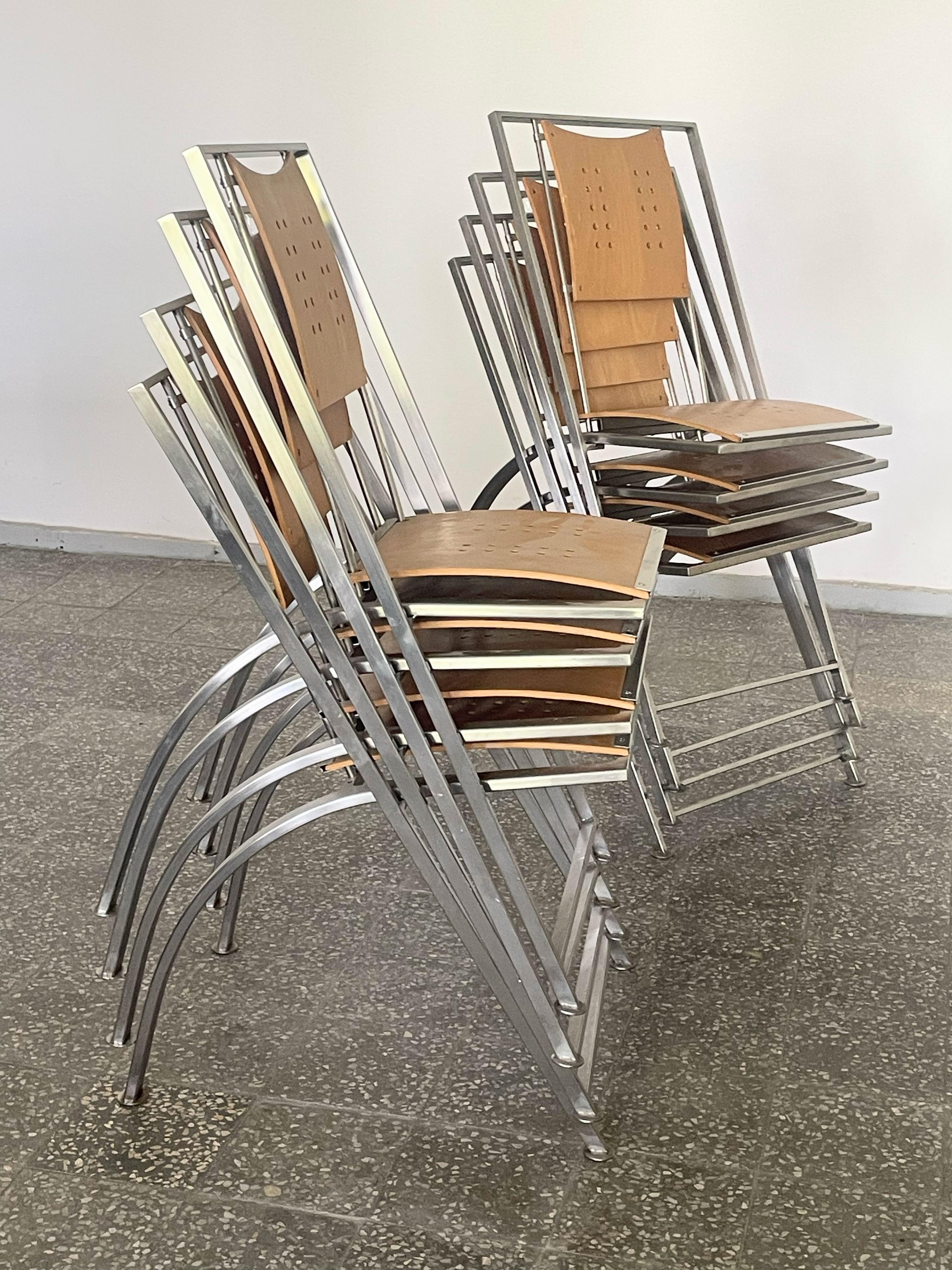 Post-Modern  Set of 8 Vintage Postmodern Karl Friedrich Förster Hunter Chairs Germany 1980s For Sale
