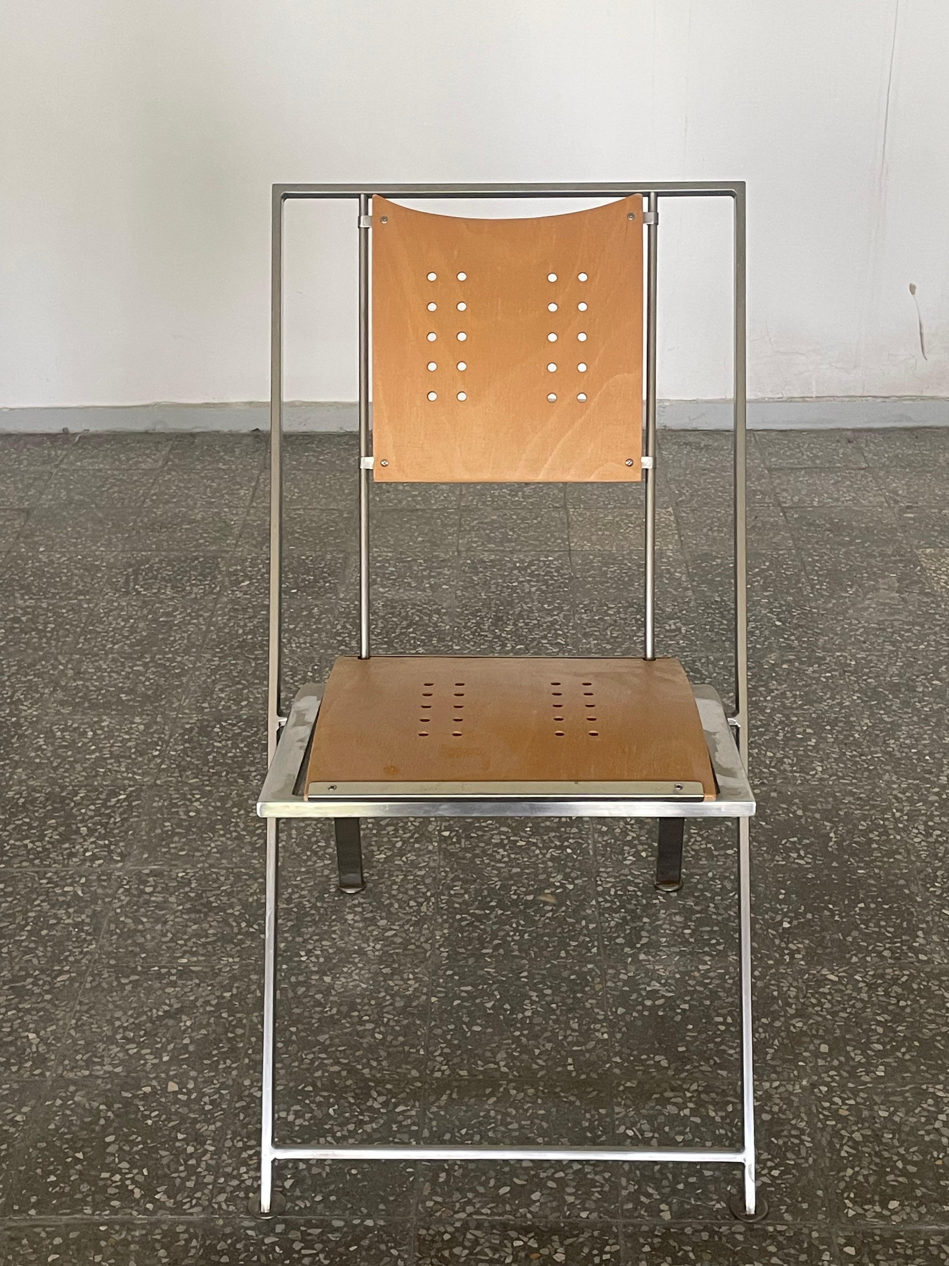 Stainless Steel  Set of 8 Vintage Postmodern Karl Friedrich Förster Hunter Chairs Germany 1980s For Sale