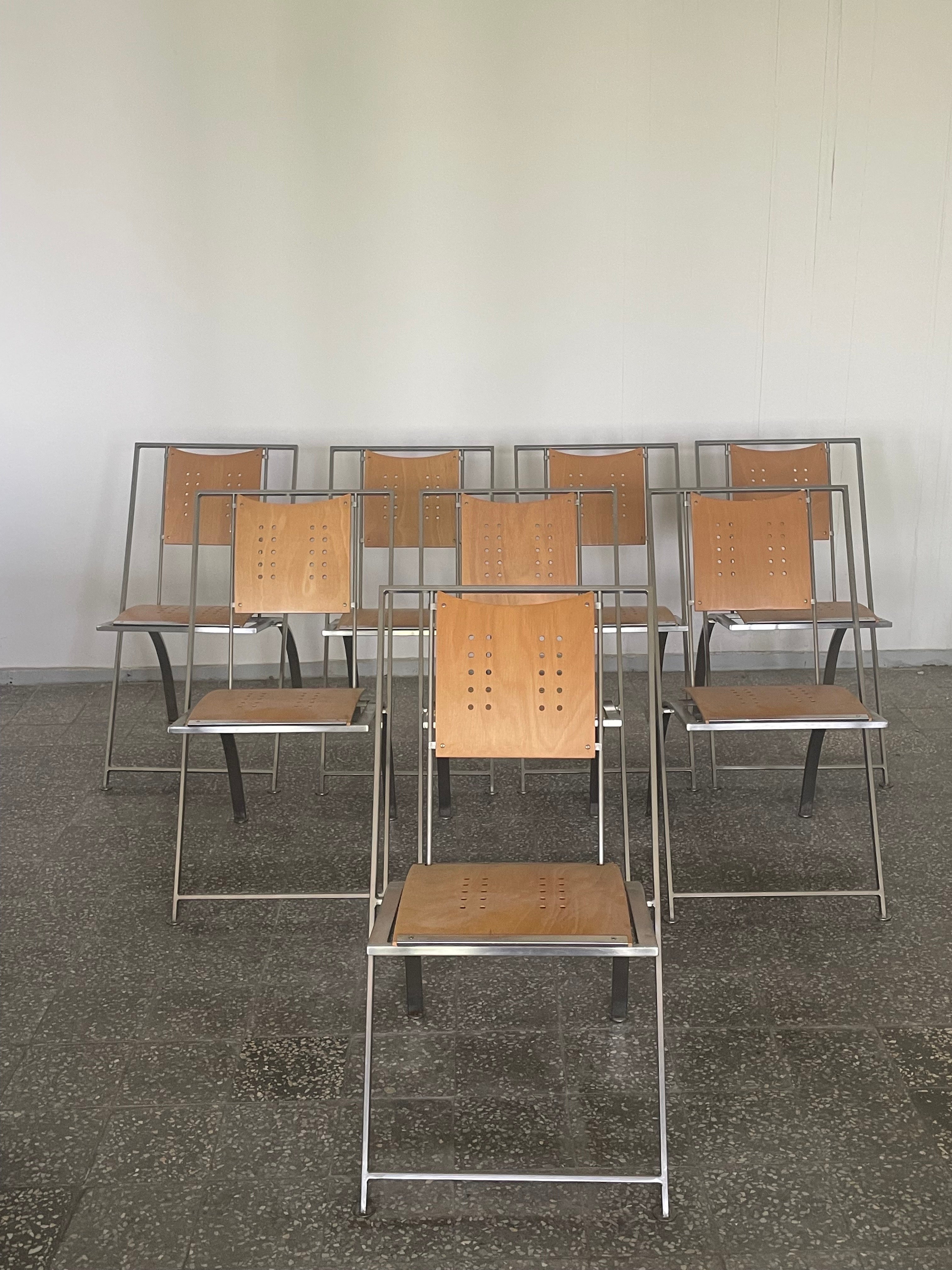  Set of 8 Vintage Postmodern Karl Friedrich Förster Hunter Chairs Germany 1980s For Sale 1