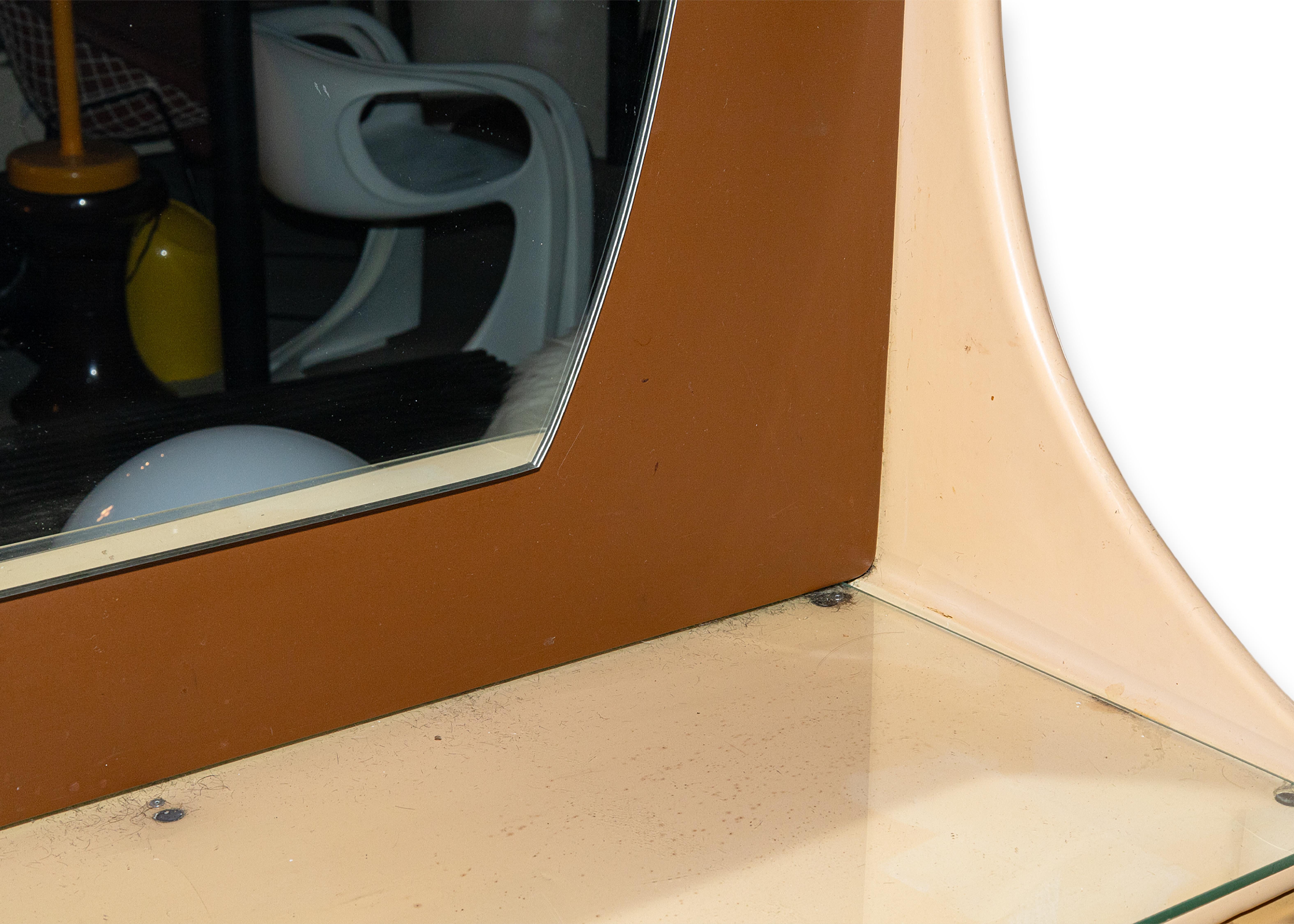 Satz von 8 Retro Space Age Friseur Spiegeln in Lime Green & Taupe im Angebot 8