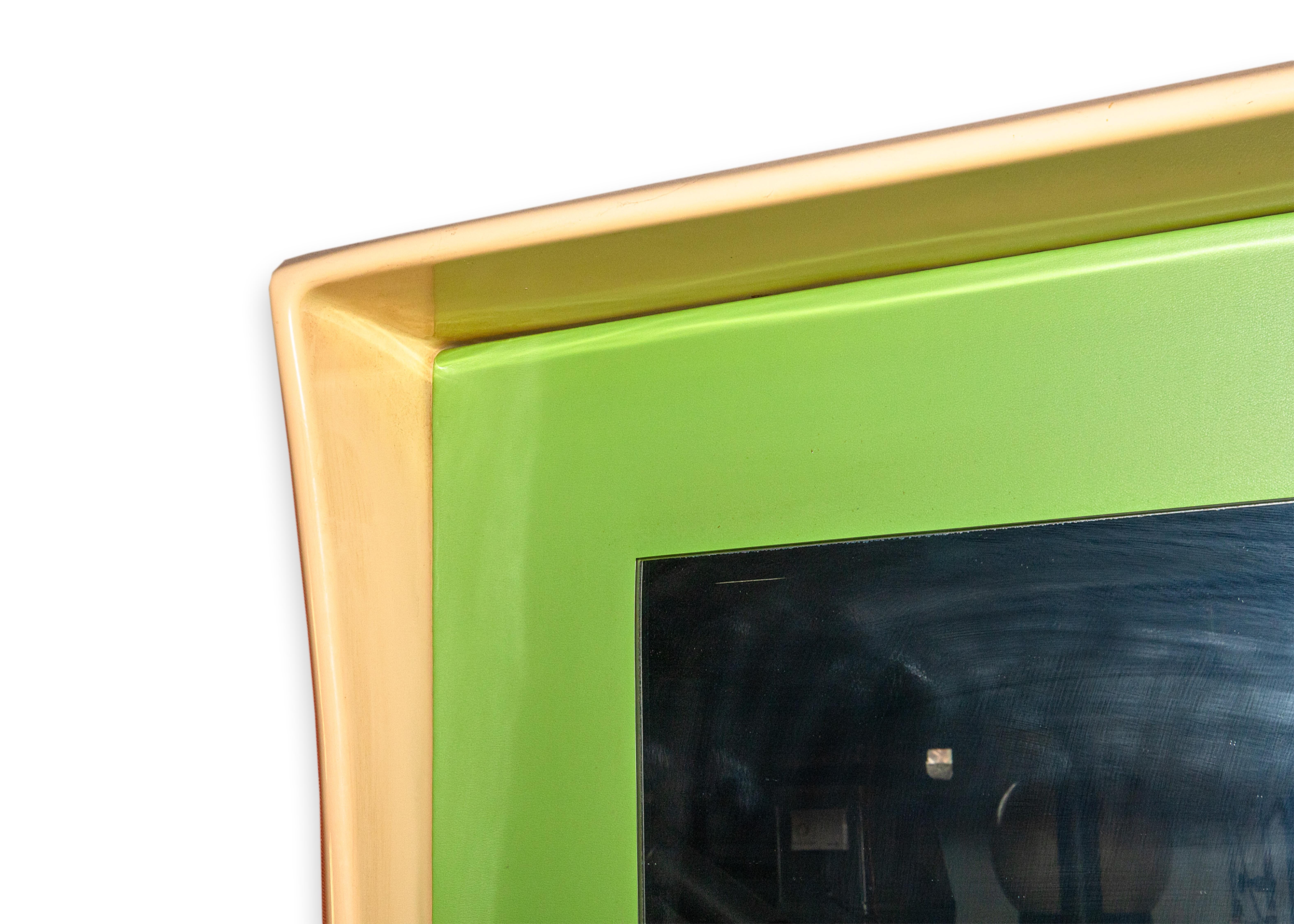 Satz von 8 Retro Space Age Friseur Spiegeln in Lime Green & Taupe im Angebot 1