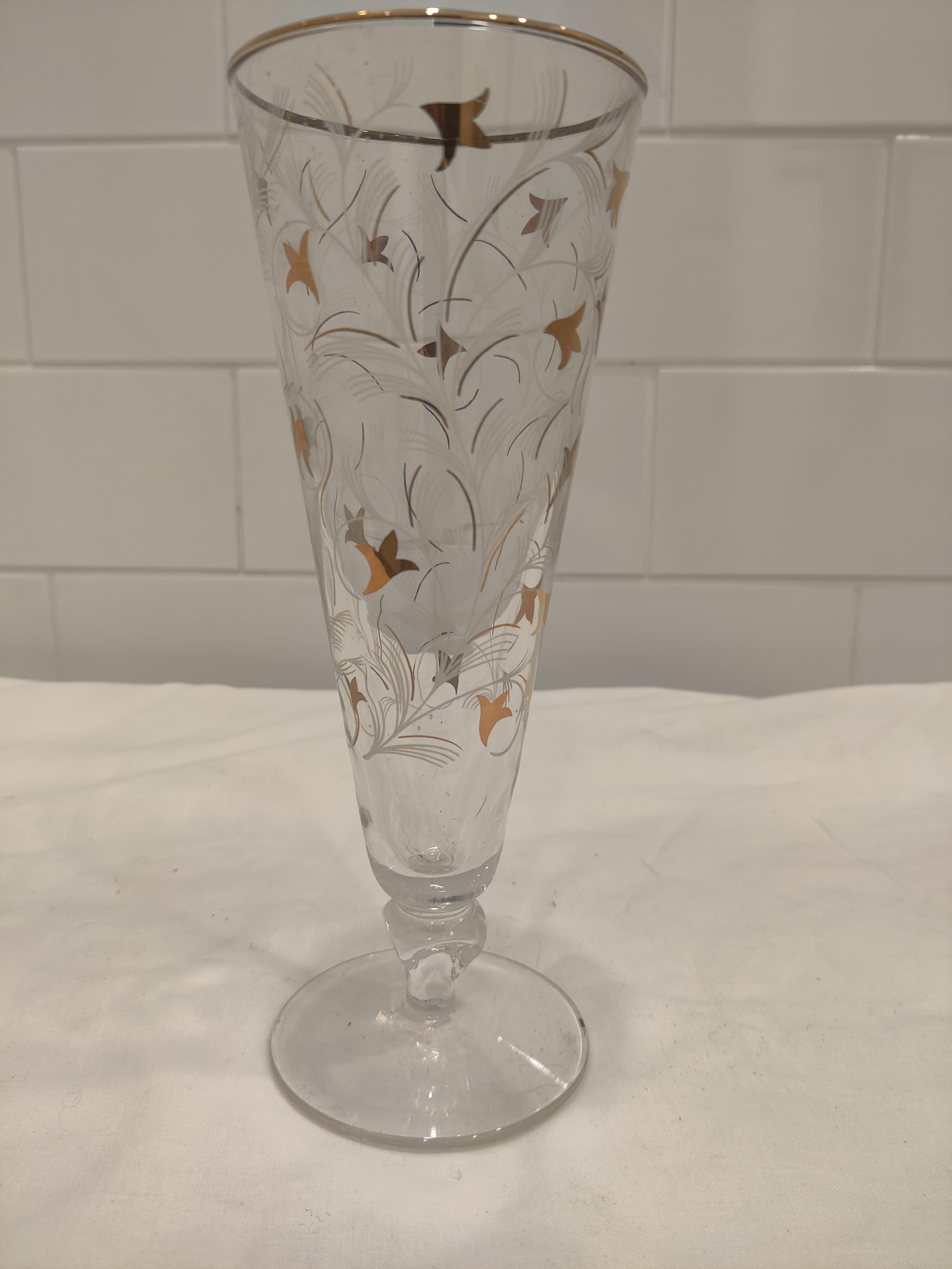 American Set of 8 Vintage Royal Fern Libbey Pilsners-Champagne Glasses For Sale