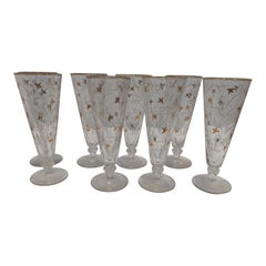Ensemble de 8 verres Pilsners-Champagne vintage Royal Fern Libbey