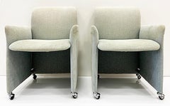 Set of 8 Vintage Saporiti, Italy Dining Chairs on Casters with Original Fabric