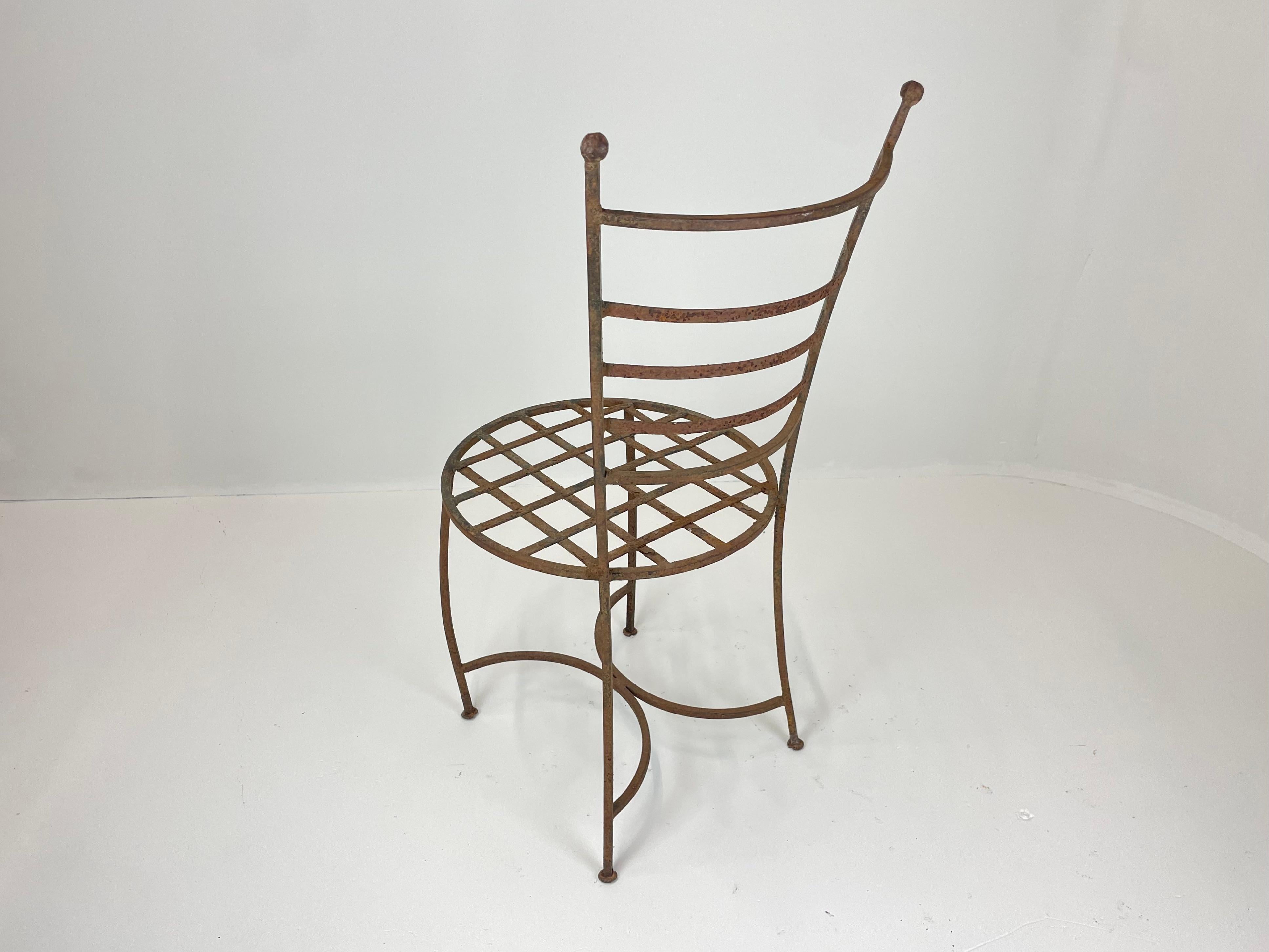 Set of 8 Vintage Spanish Wrought Iron Courtyard Chairs In Good Condition For Sale In Calgary, Alberta