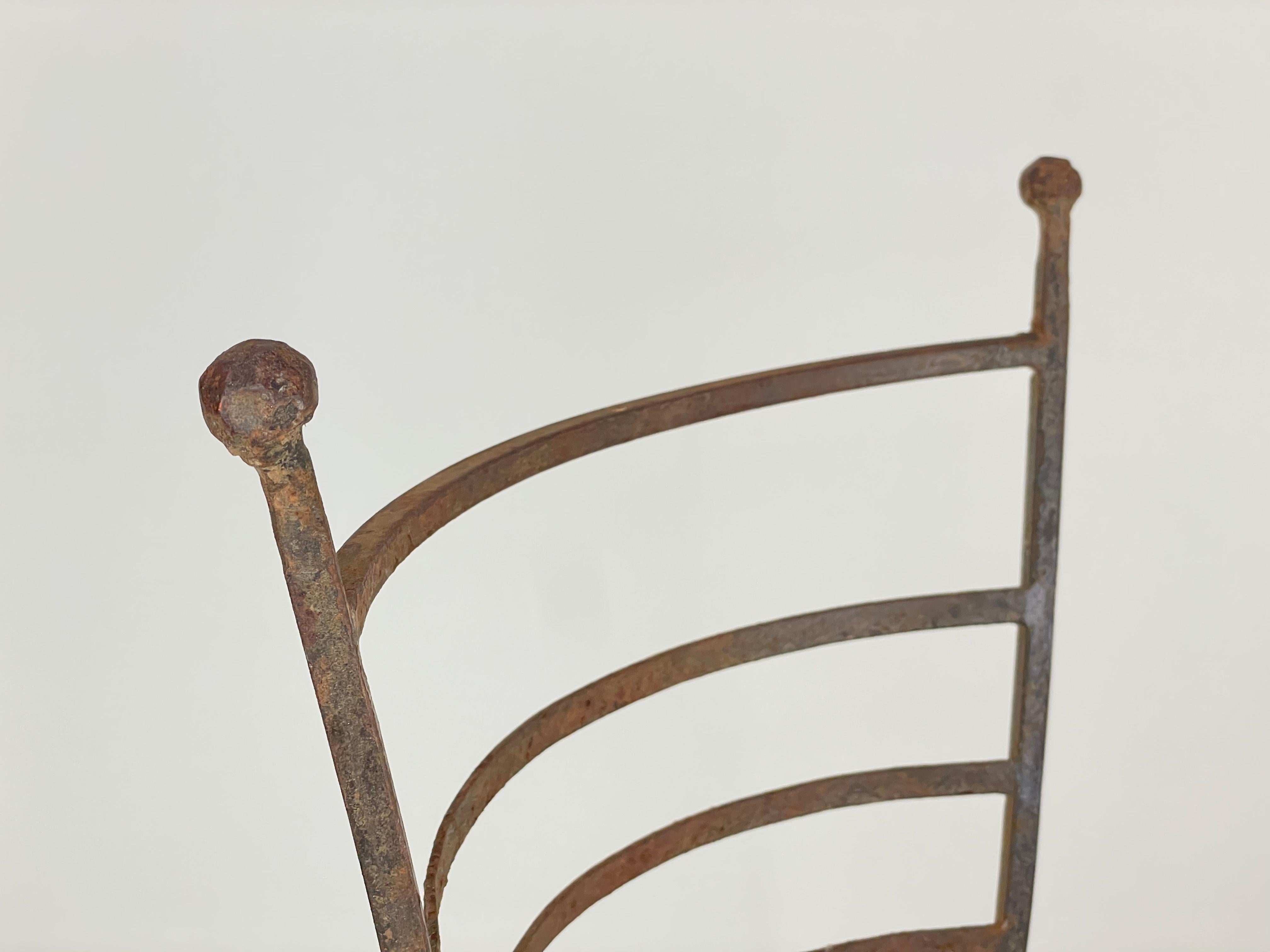20th Century Set of 8 Vintage Spanish Wrought Iron Courtyard Chairs For Sale