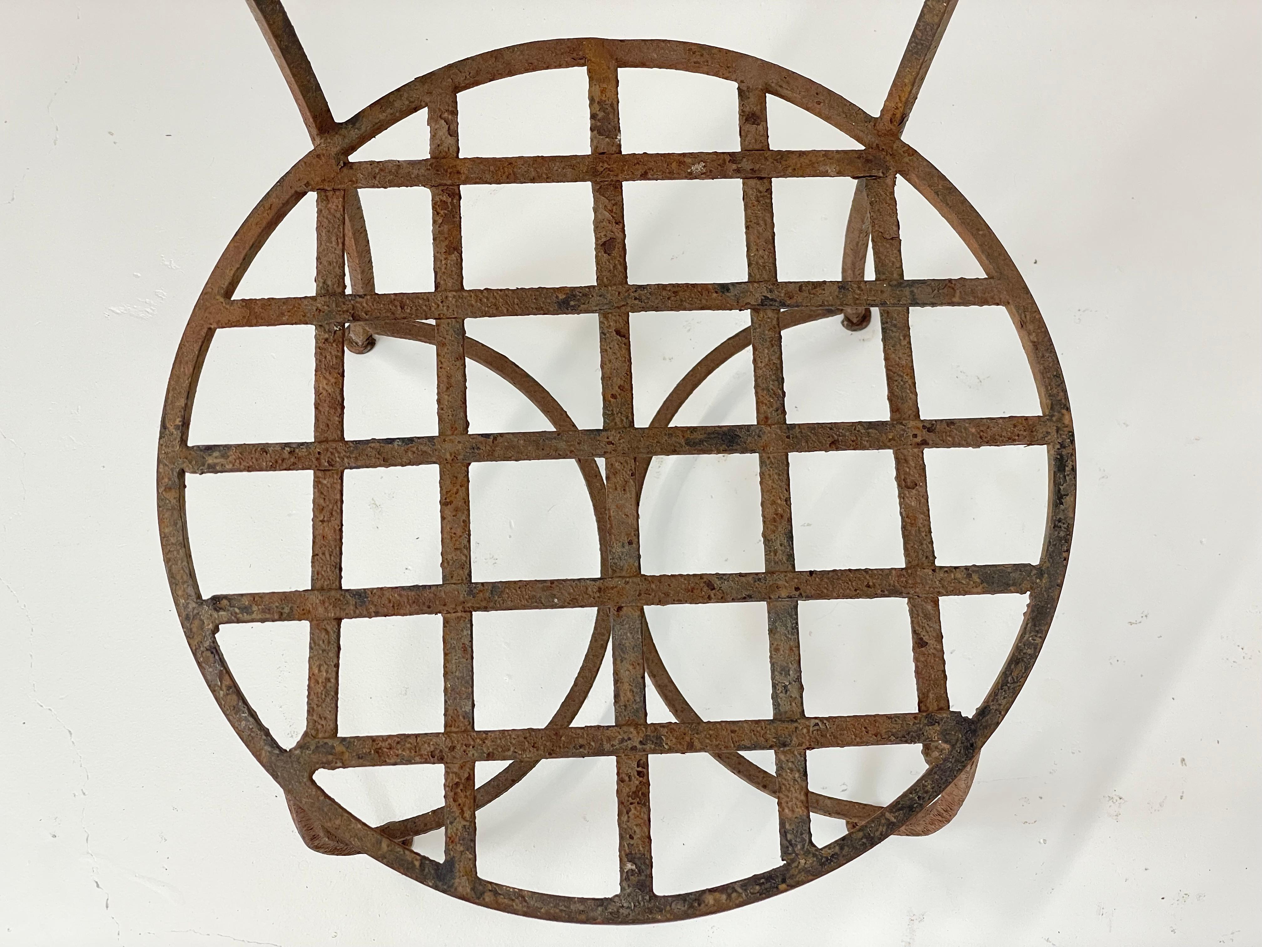 Set of 8 Vintage Spanish Wrought Iron Courtyard Chairs For Sale 1