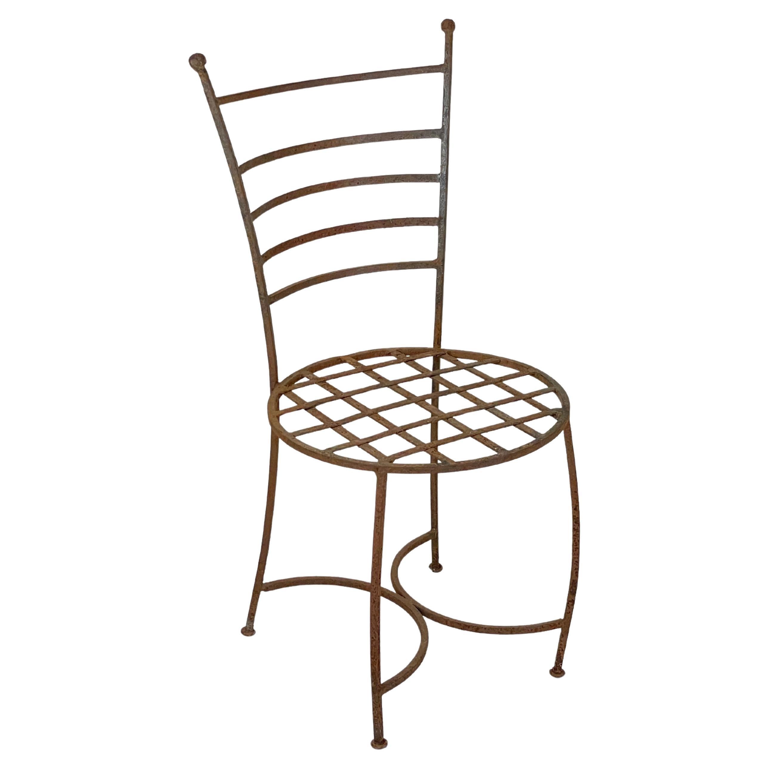Set of 8 Vintage Spanish Wrought Iron Courtyard Chairs For Sale