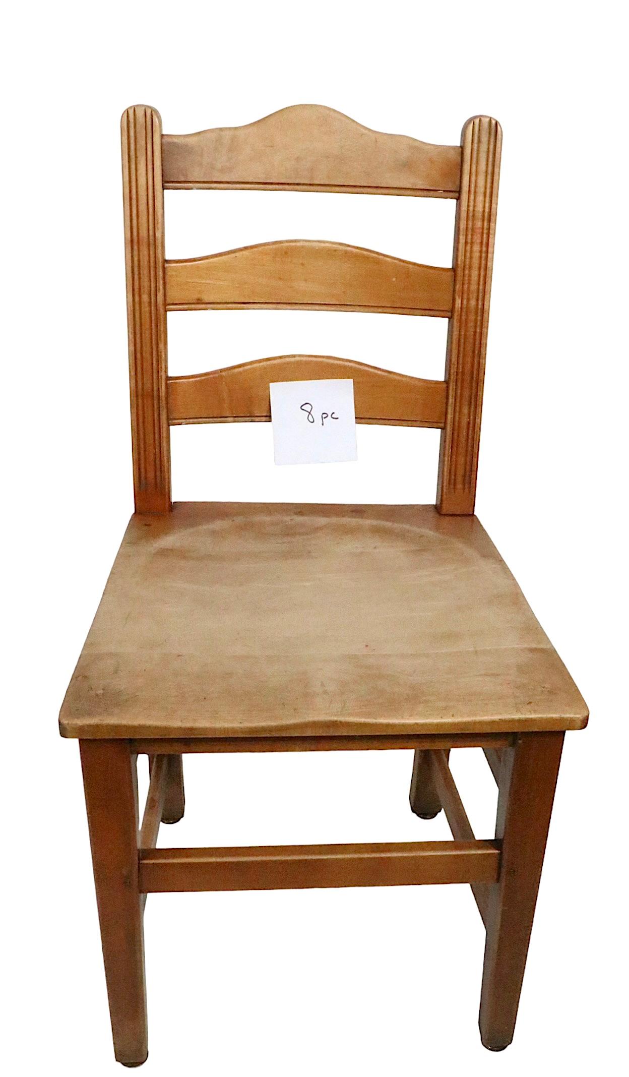 American Set of 8 Vintage Stickley Cherry Valley Model 1S-71 Dining Farmhouse Cafe Chairs