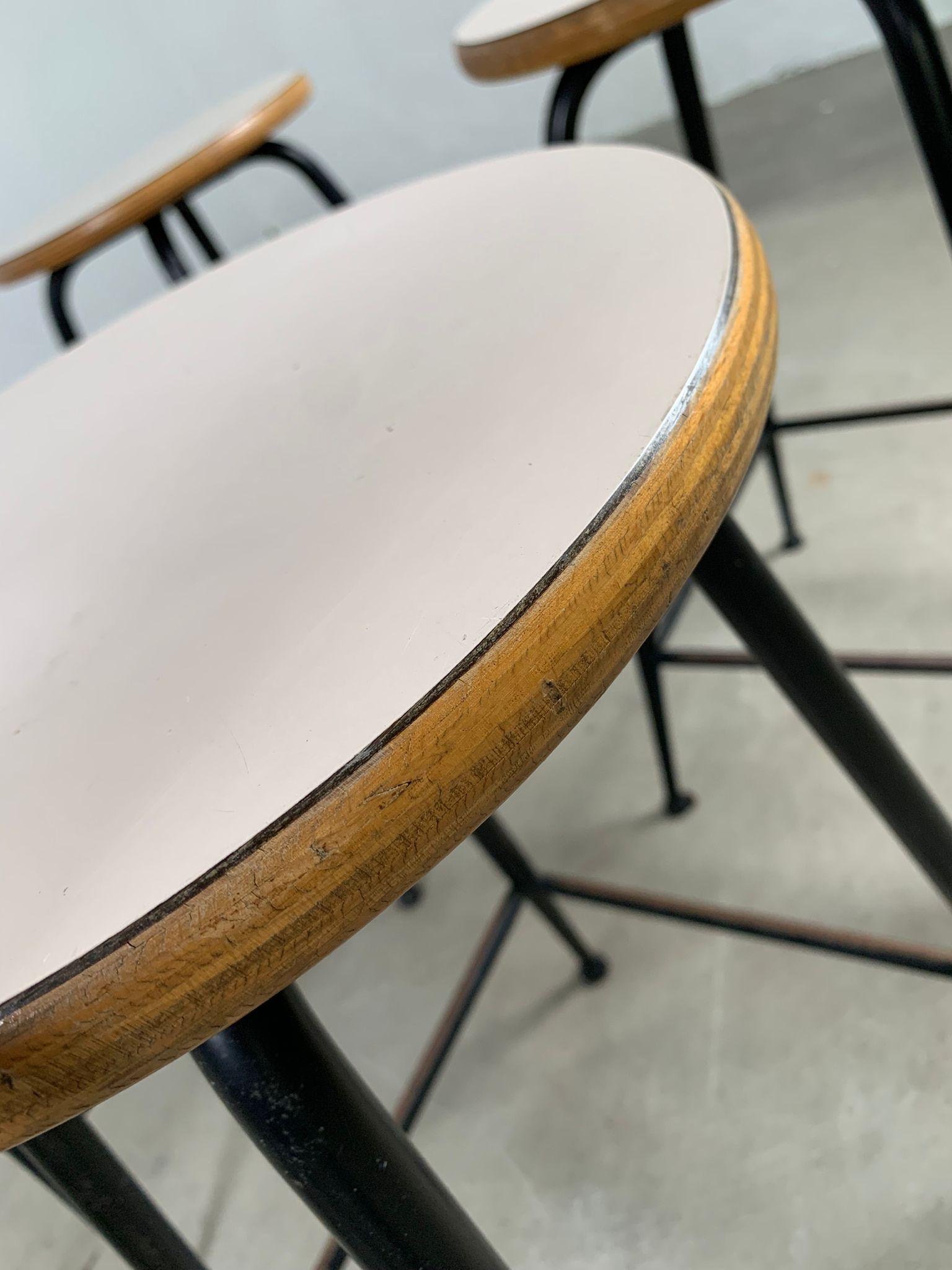 Set of 8 vintage stools in metal, wood and formica, 1960s, Italy For Sale 6