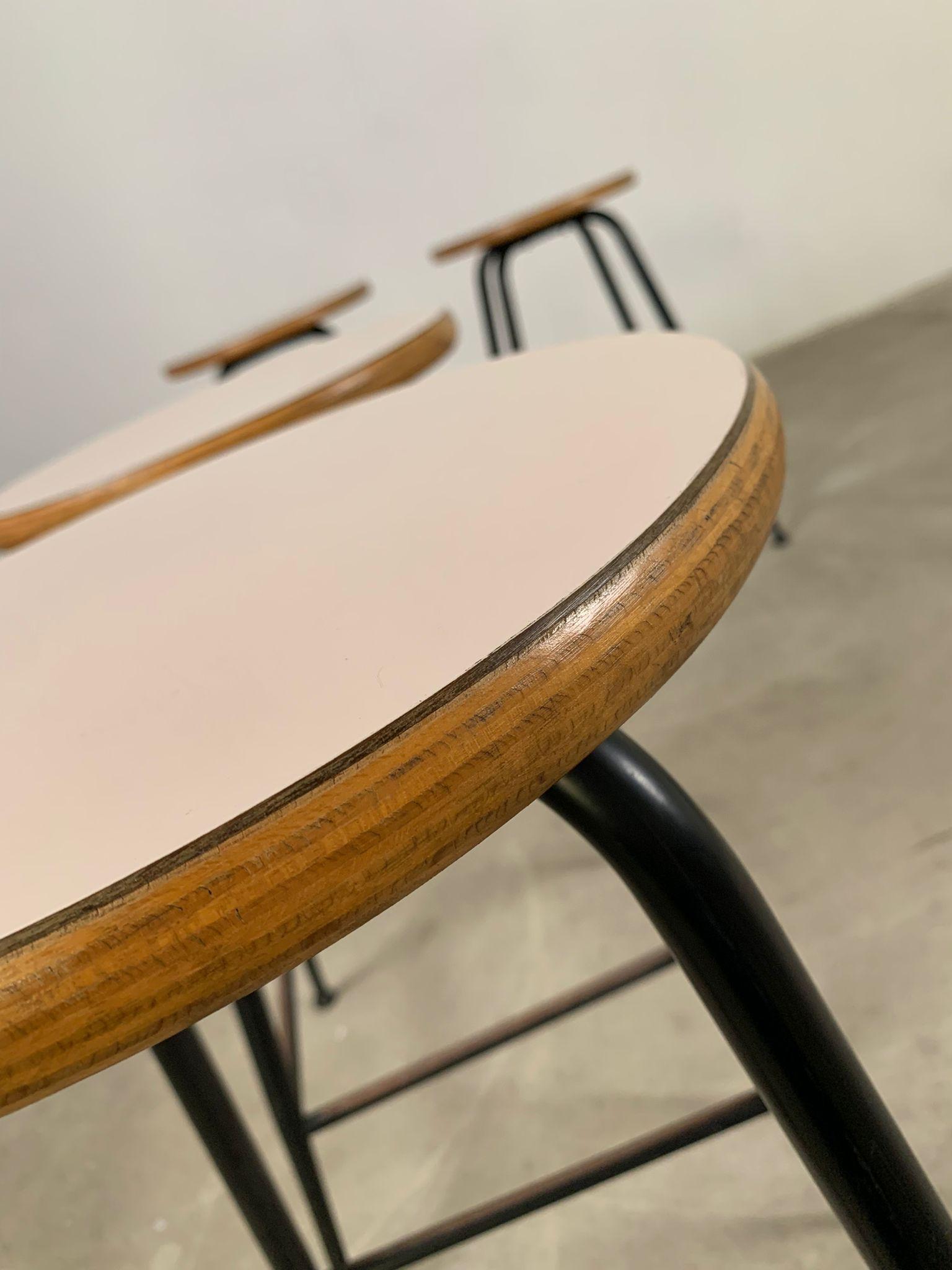 Set of 8 vintage stools in metal, wood and formica, 1960s, Italy For Sale 9
