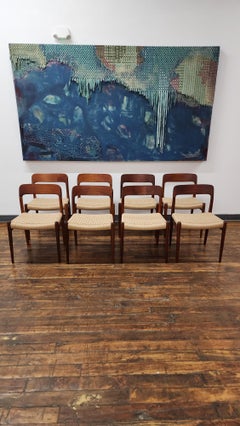 Set of 8 - Vintage Teak Model 75 Side Chairs by Niels Moller