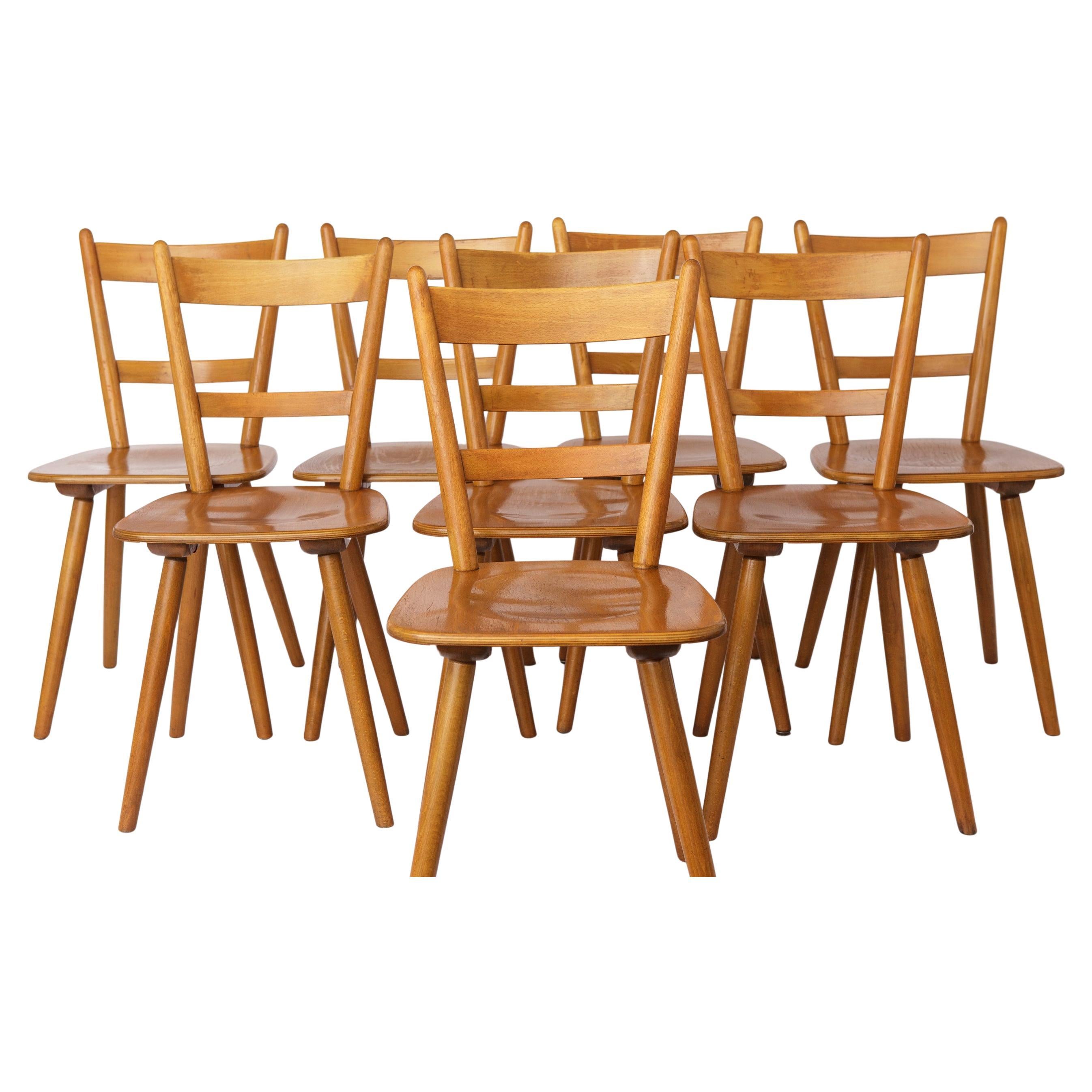 Set of 8 Vintage Tübingen Dining Chairs Schäfer Germany 1960s Mid Century