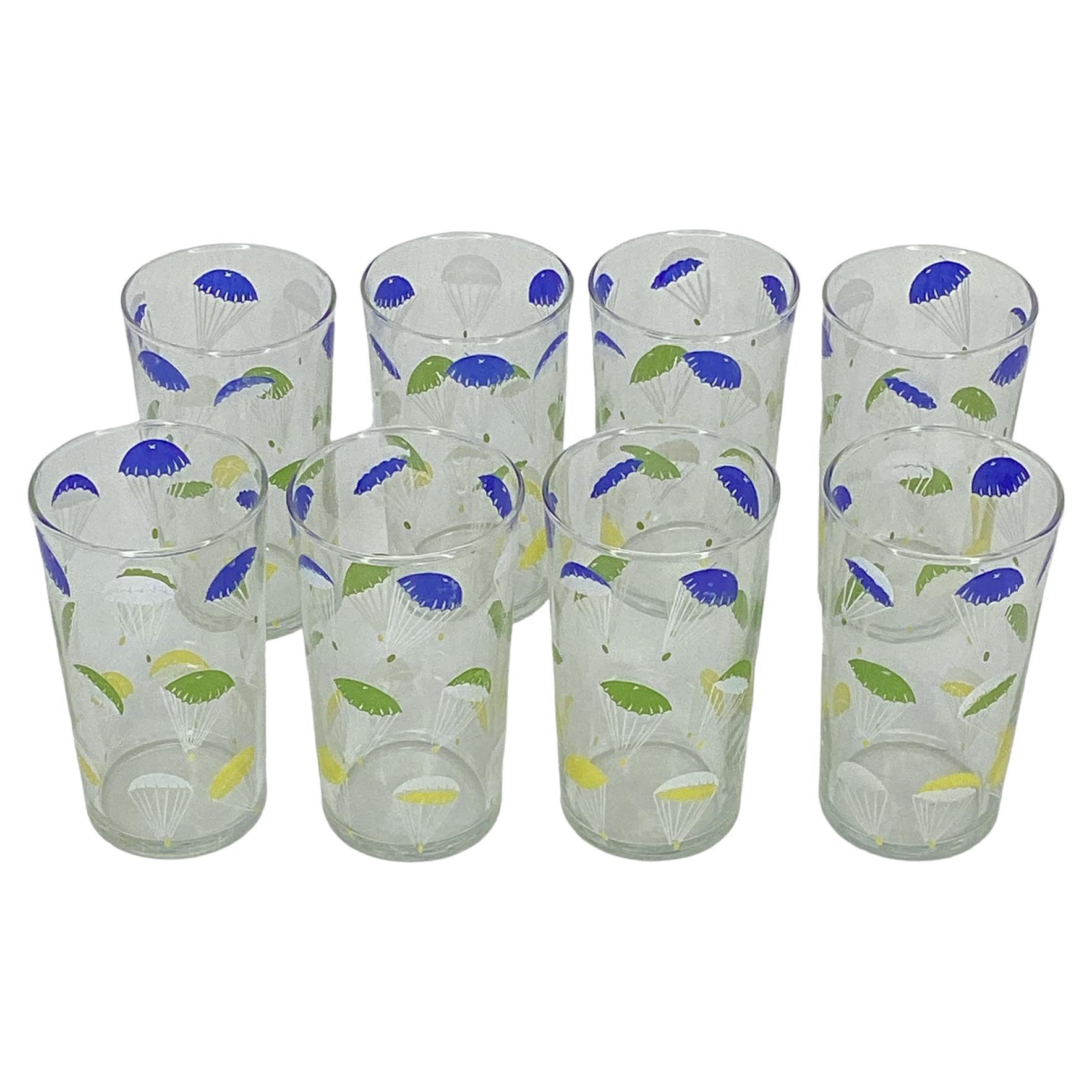 Set of 8 Vintage Tumblers with Parachute Design.  For Sale