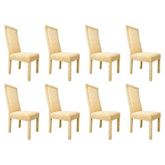 Set of 8 Vintage Upholstered Parsons Dining Chairs