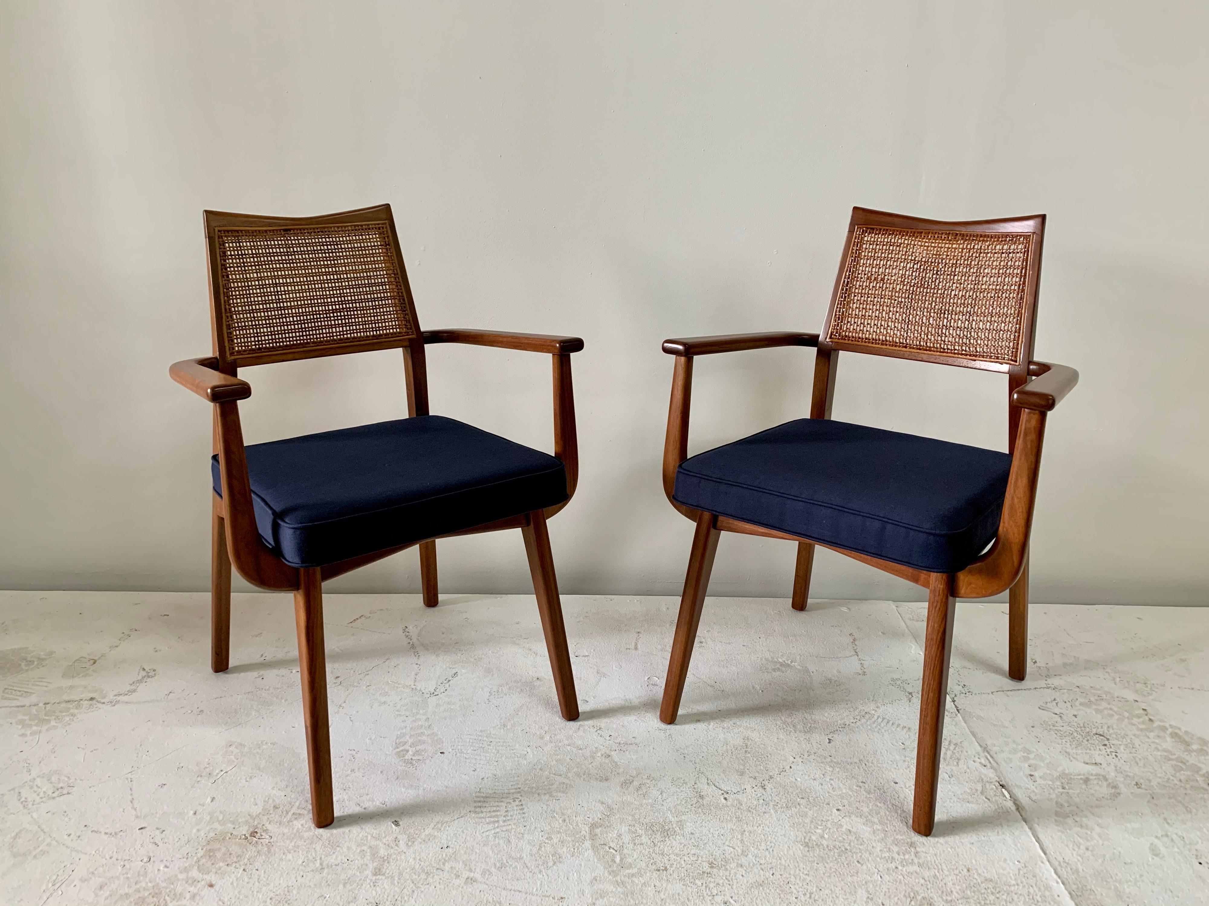 Set of 8 Vintage Walnut and Cane Dining Chairs 6