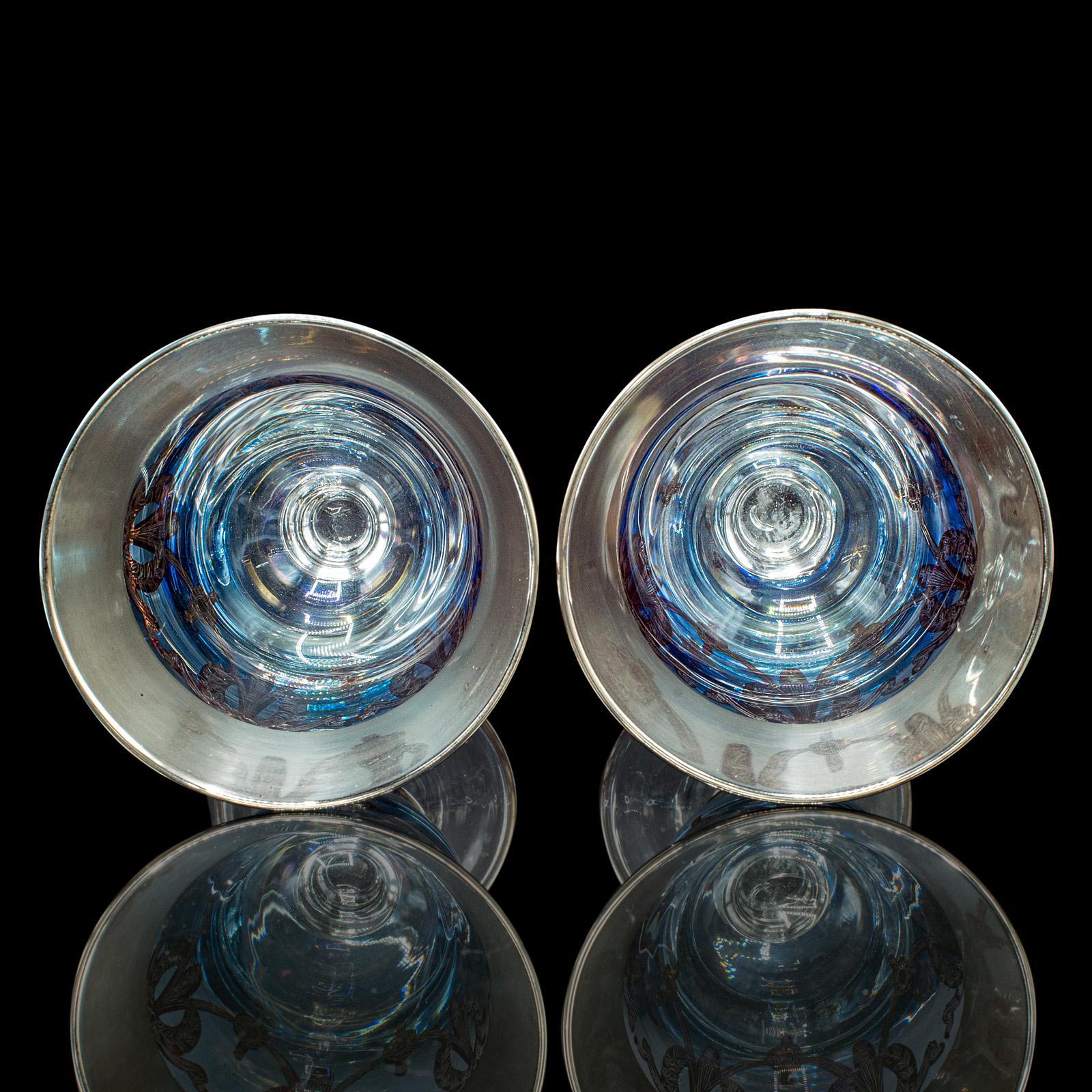 Argent Set de 8 gobelets à vin Vintage Glass, italien, fait main, verre d'art, apéritif, liqueur en vente