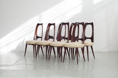 Set of 8 Vittorio Dassi Diningroom Chairs, Italy 1950s
