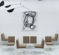Satz von 8 Vladimir Kagan Lucite Esszimmerstühlen aus belgischem Bouclé