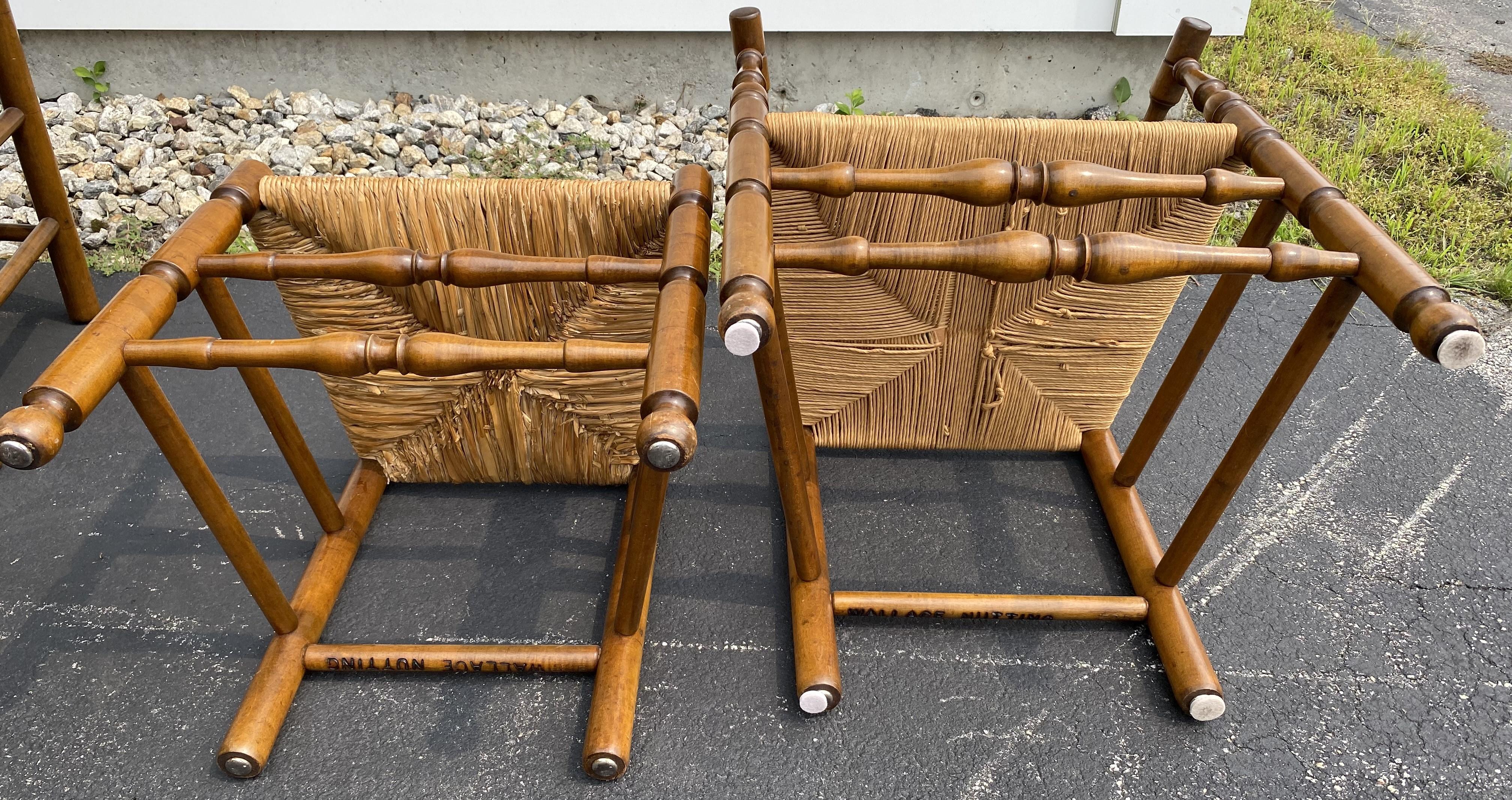 Set of 8 Wallace Nutting Bannister Back Rush Seat Dining Chairs 6