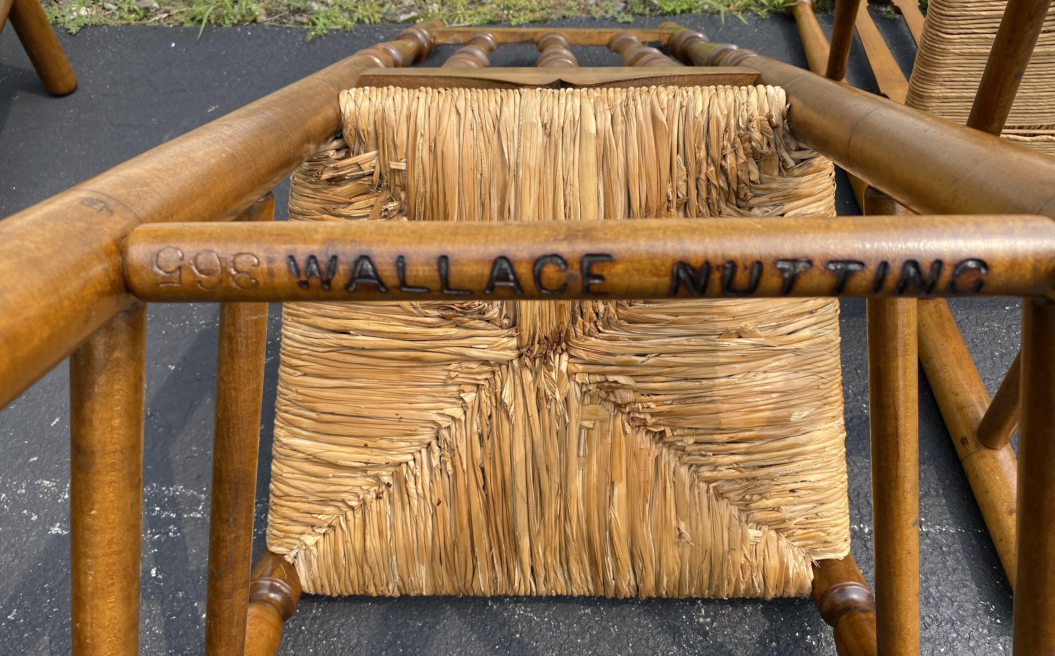 Set of 8 Wallace Nutting Bannister Back Rush Seat Dining Chairs 7