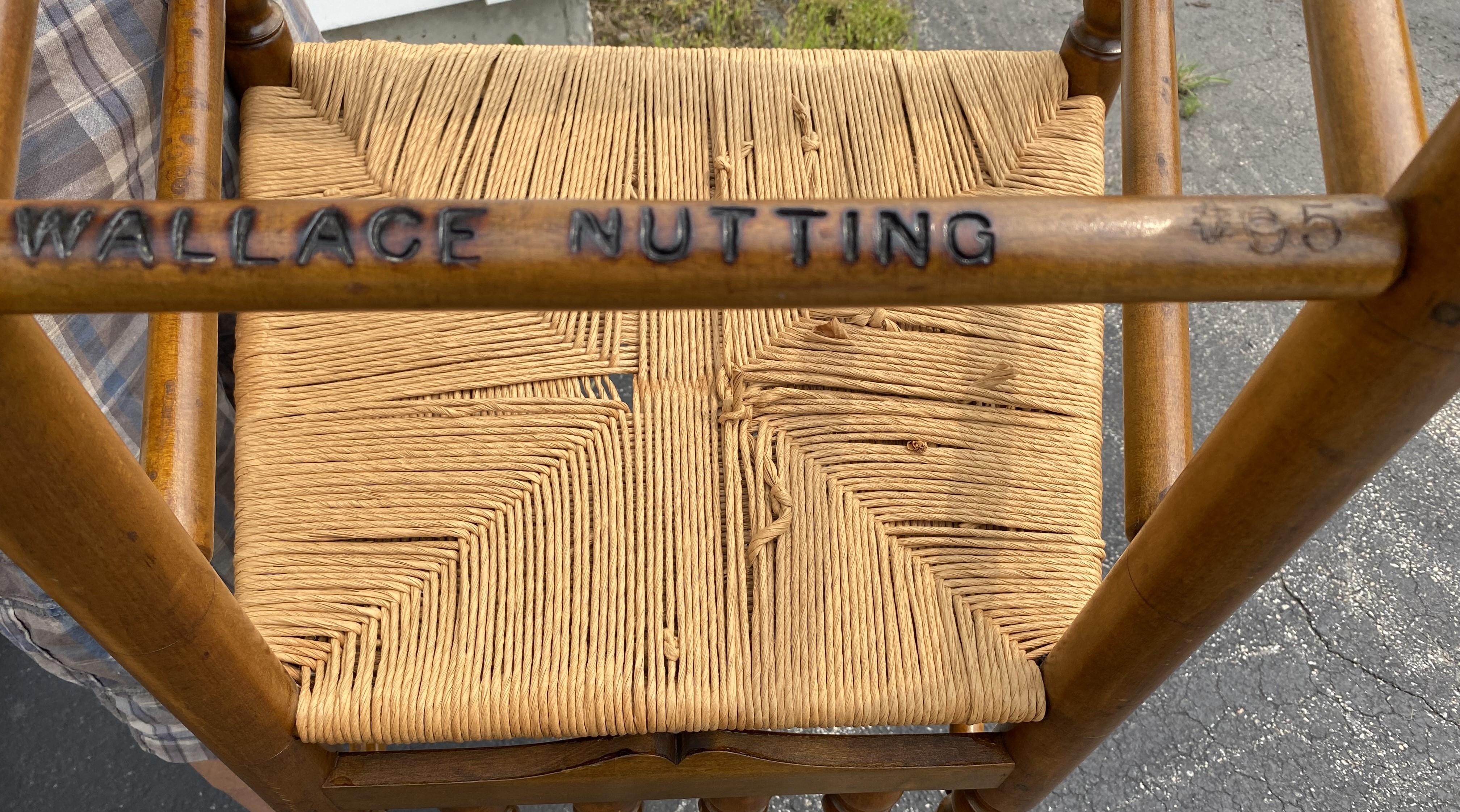 Set of 8 Wallace Nutting Bannister Back Rush Seat Dining Chairs 8