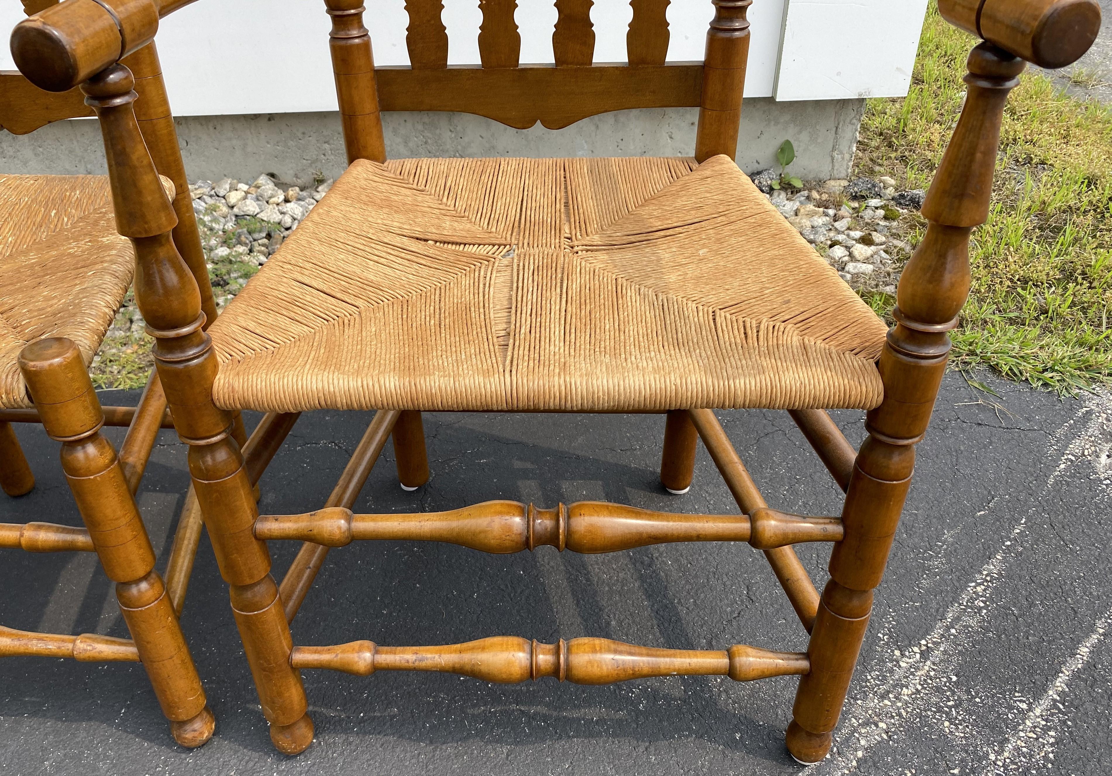 Set of 8 Wallace Nutting Bannister Back Rush Seat Dining Chairs 1