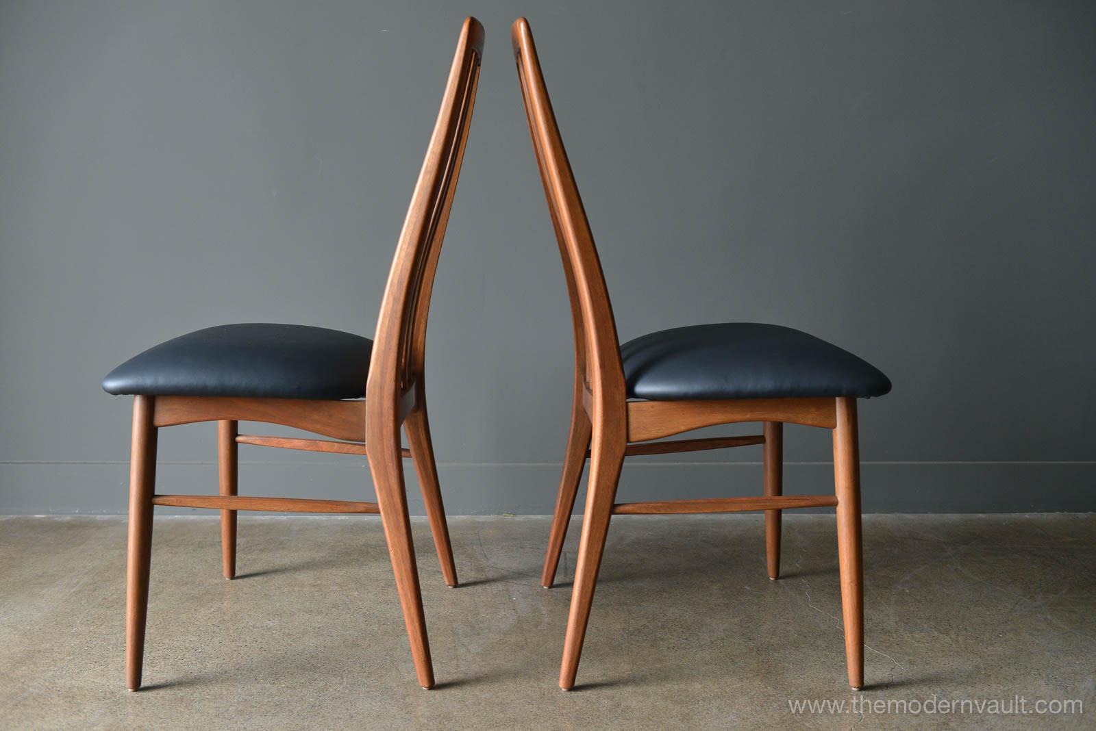 Set of 8 Walnut High Back 'Eva' Dining Chairs by Koefoed of Denmark, circa 1965 1