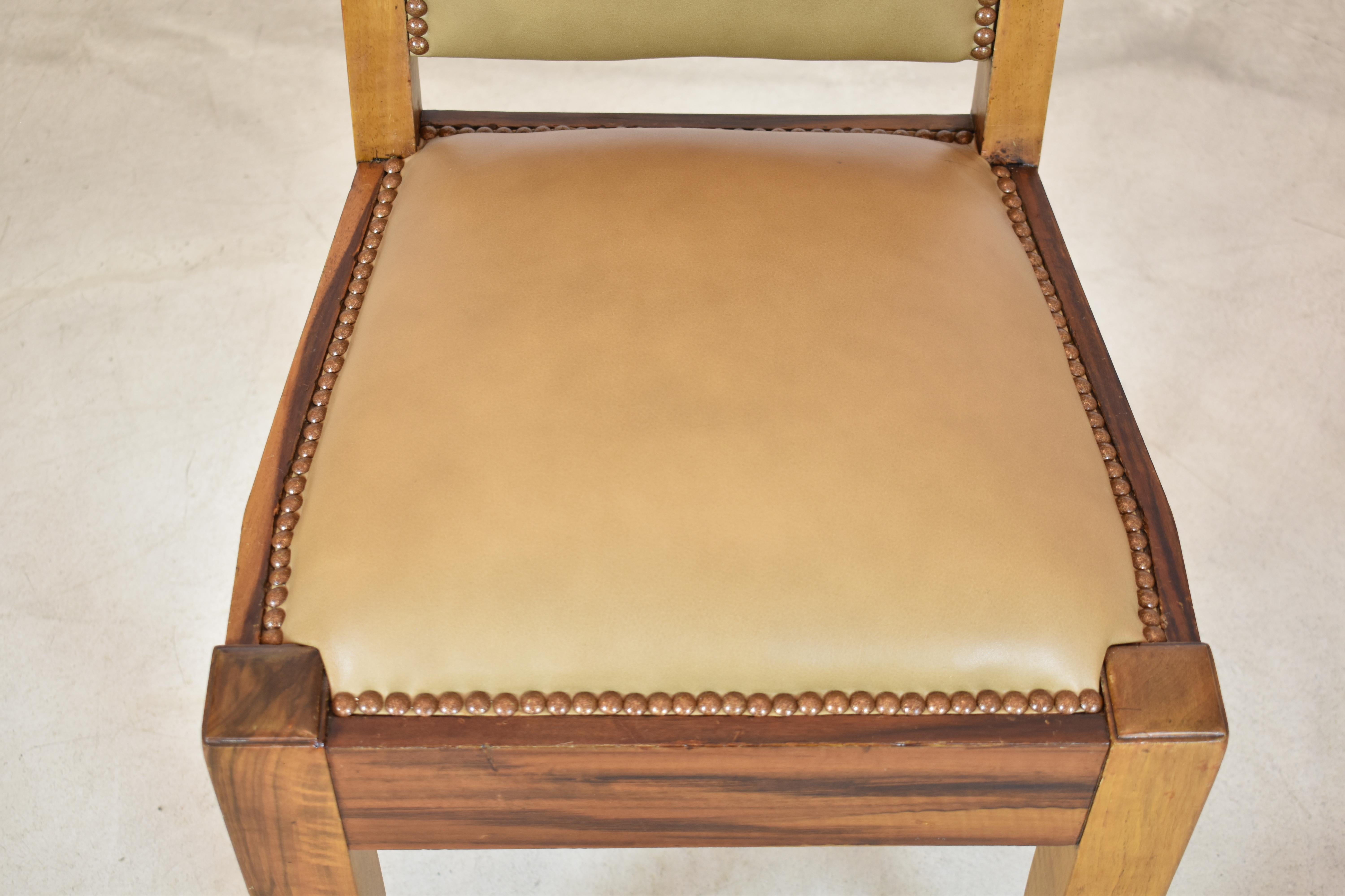 Mid-20th Century Set of 8 Walnut & Leather Dining Chairs by André Sornay, France 1930s