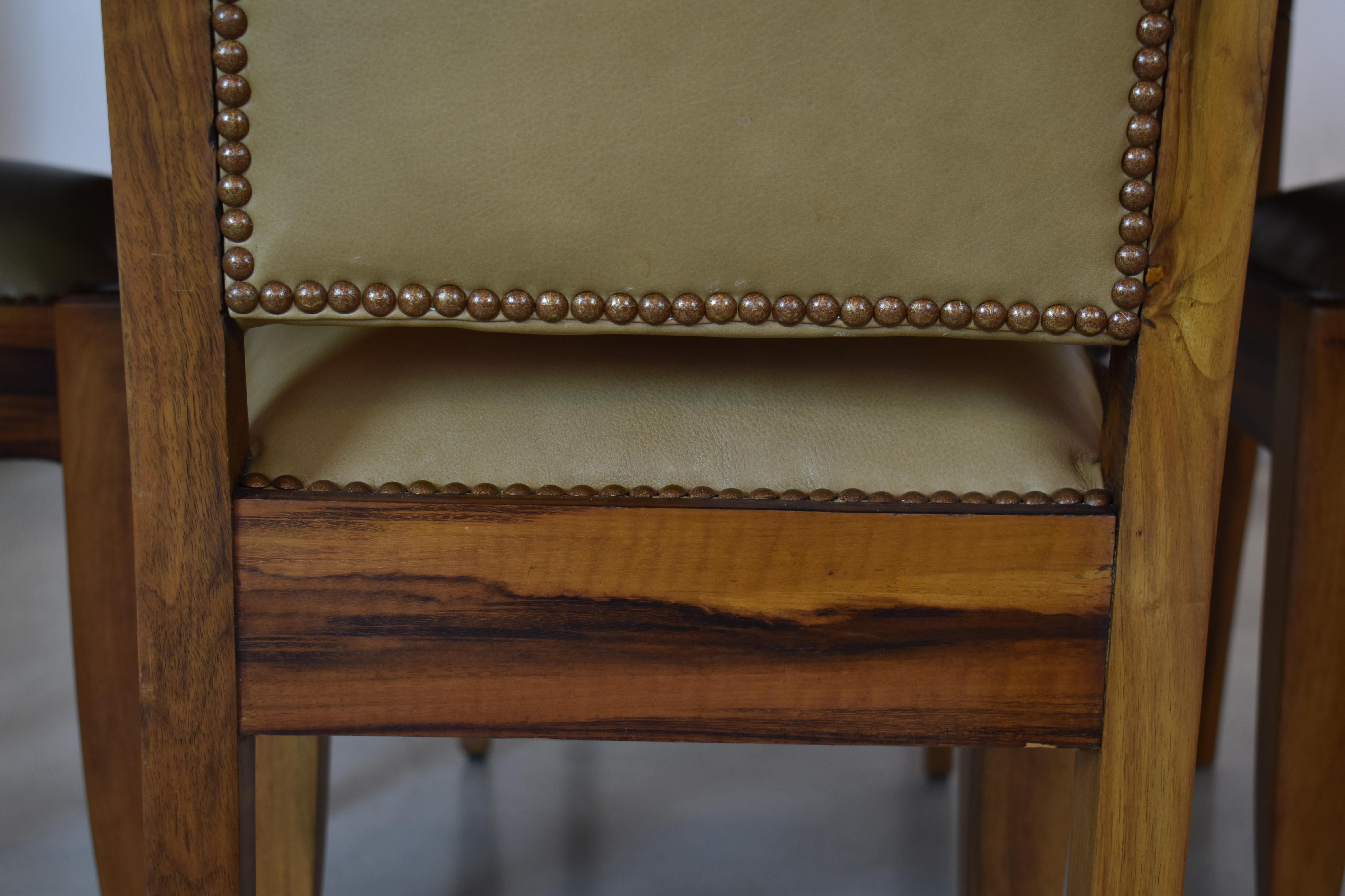 Set of 8 Walnut & Leather Dining Chairs by André Sornay, France 1930s 1