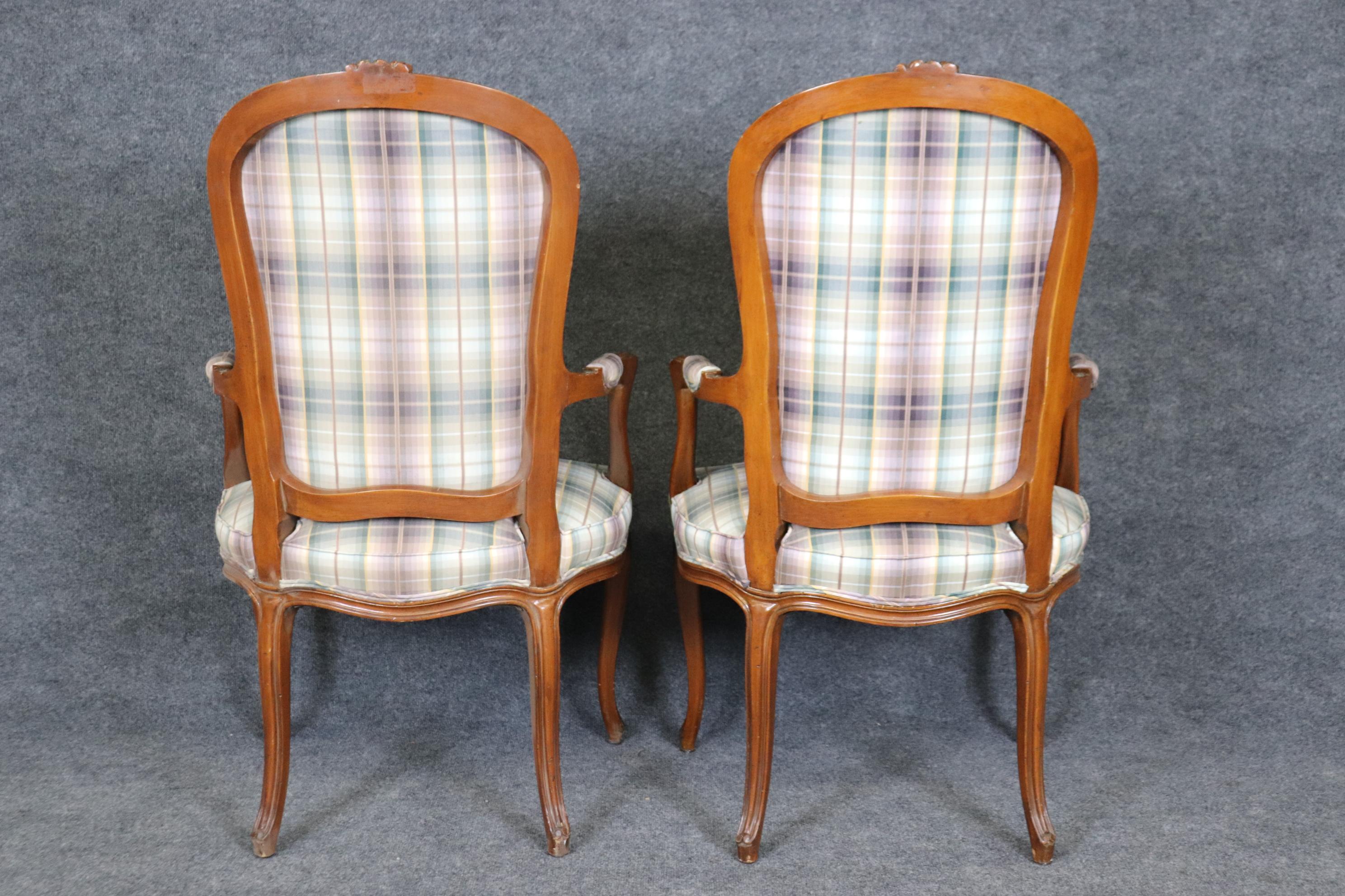 Mid-20th Century Set of 8 Walnut Louis XVI Cane and Upholstery Backed Dining Chairs  For Sale