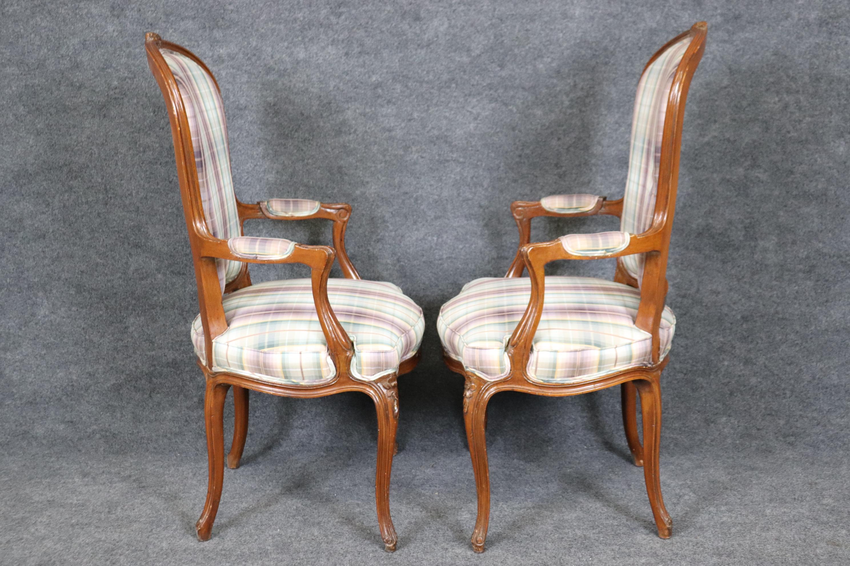 Set of 8 Walnut Louis XVI Cane and Upholstery Backed Dining Chairs  For Sale 1