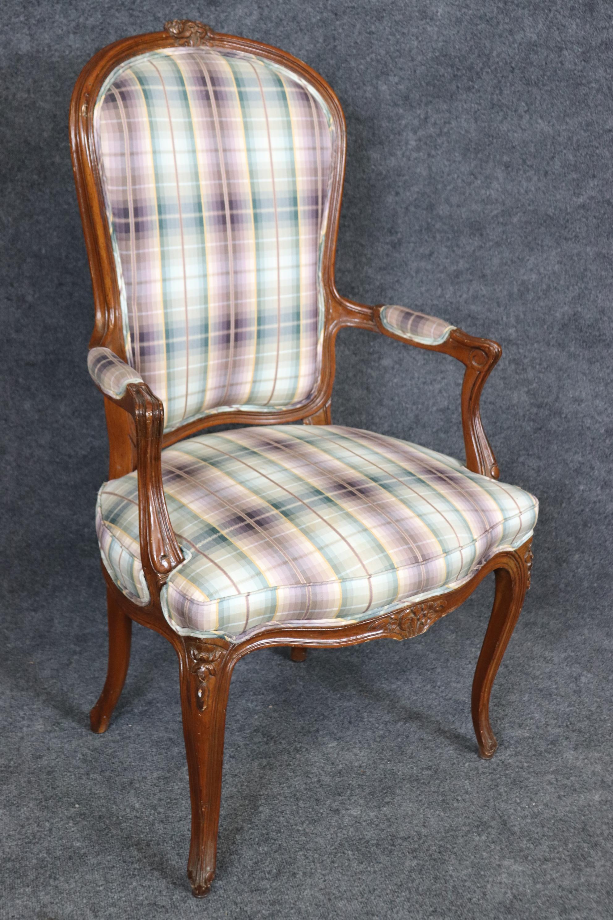 Set of 8 Walnut Louis XVI Cane and Upholstery Backed Dining Chairs  For Sale 2