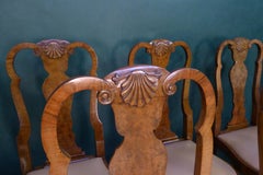 Set of 8 Walnut Queen Anne Style Dining Chairs