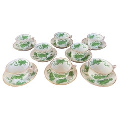 Vintage Set of 8 Wedgwood "Chinese Tigers" Williamsburg Commemorative Cups & Saucers