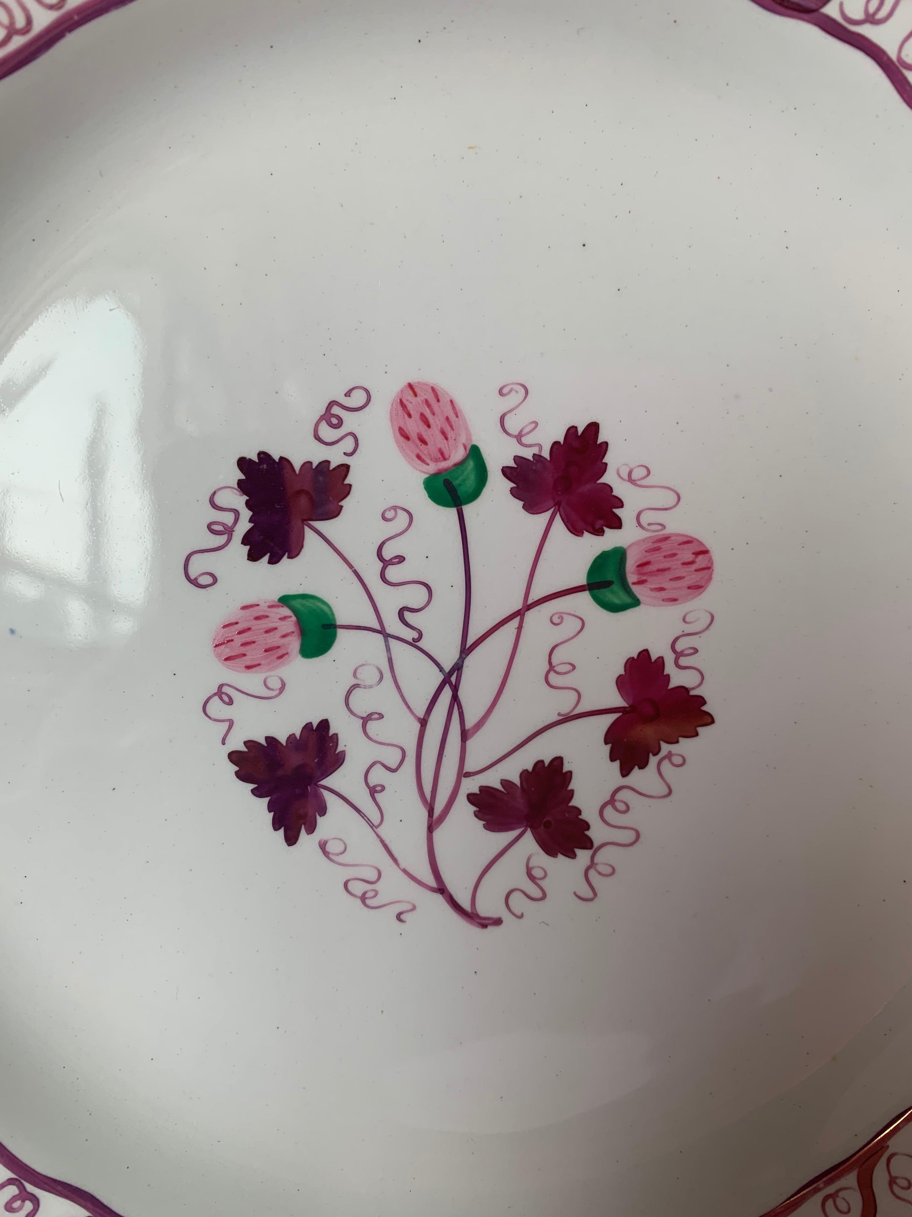 20th Century Wedgwood Lustre Pink Strawberry Desert Plates, Set of 8