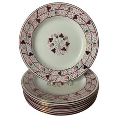 Wedgwood Lustre Pink Strawberry Desert Plates, Set of 8