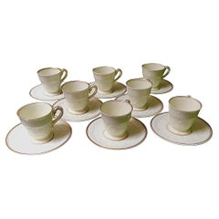 Set of 8 Wedgwood Vintage Demi Tasse Cups & Saucers Gilt Decor 1950s