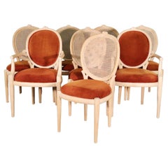 Set of 8 Weiman Faux Bois Style Cane Back Diing Chairs