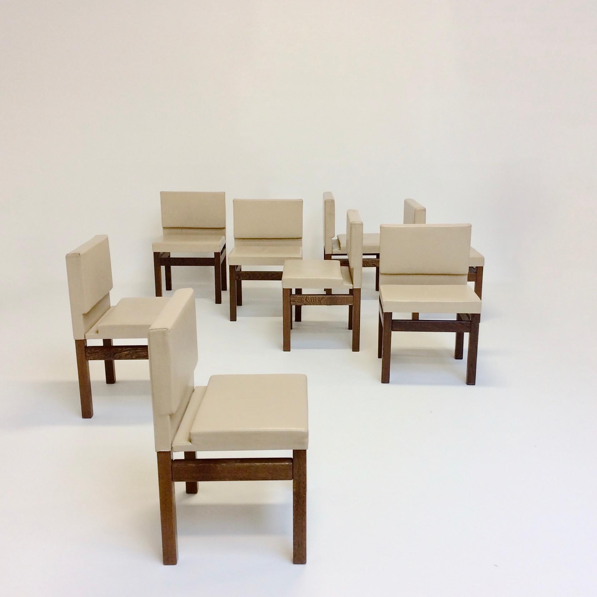 Set of 8 Wenge Dining Chairs, circa 1960, Belgium 7