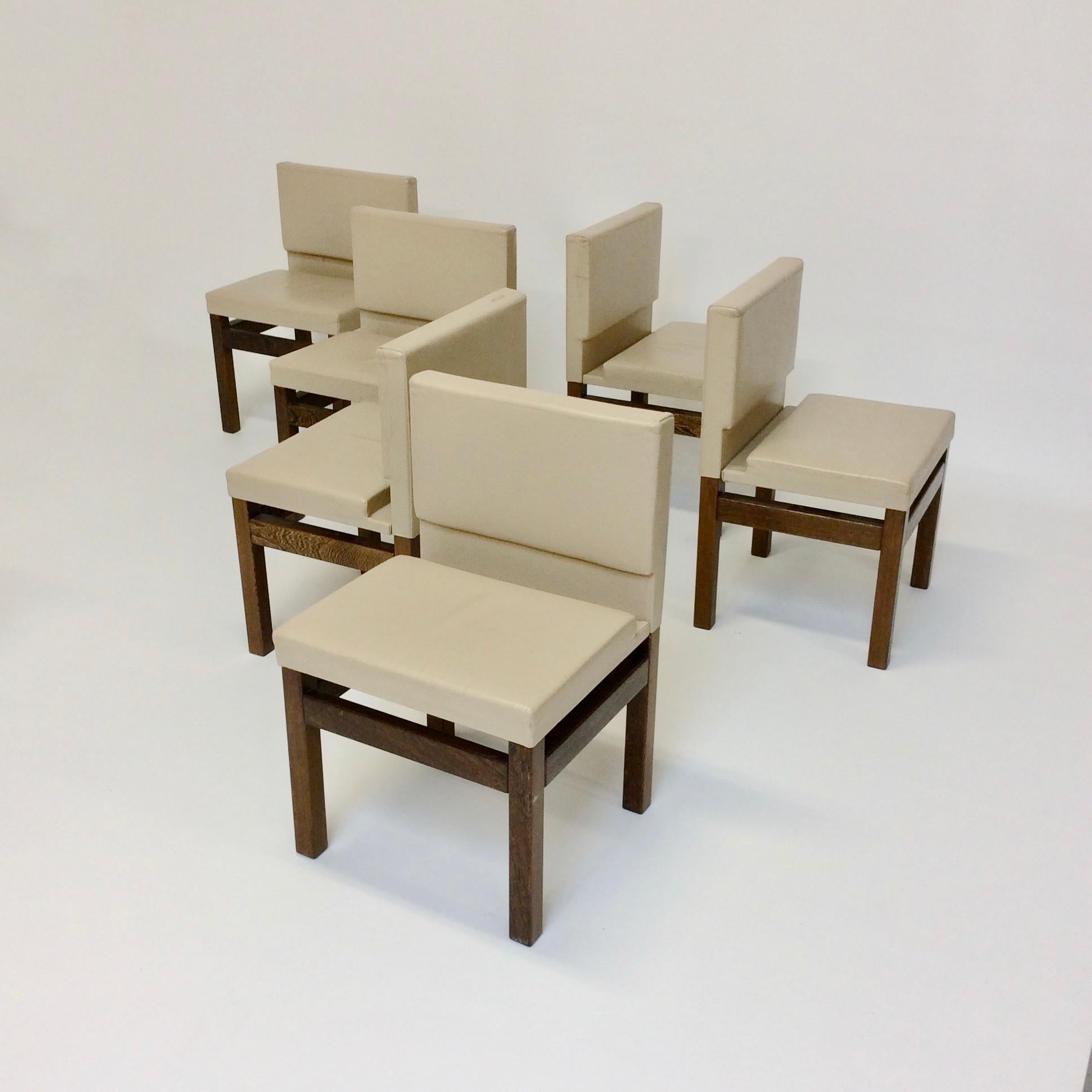 Set of 8 Wenge Dining Chairs, circa 1960, Belgium 1