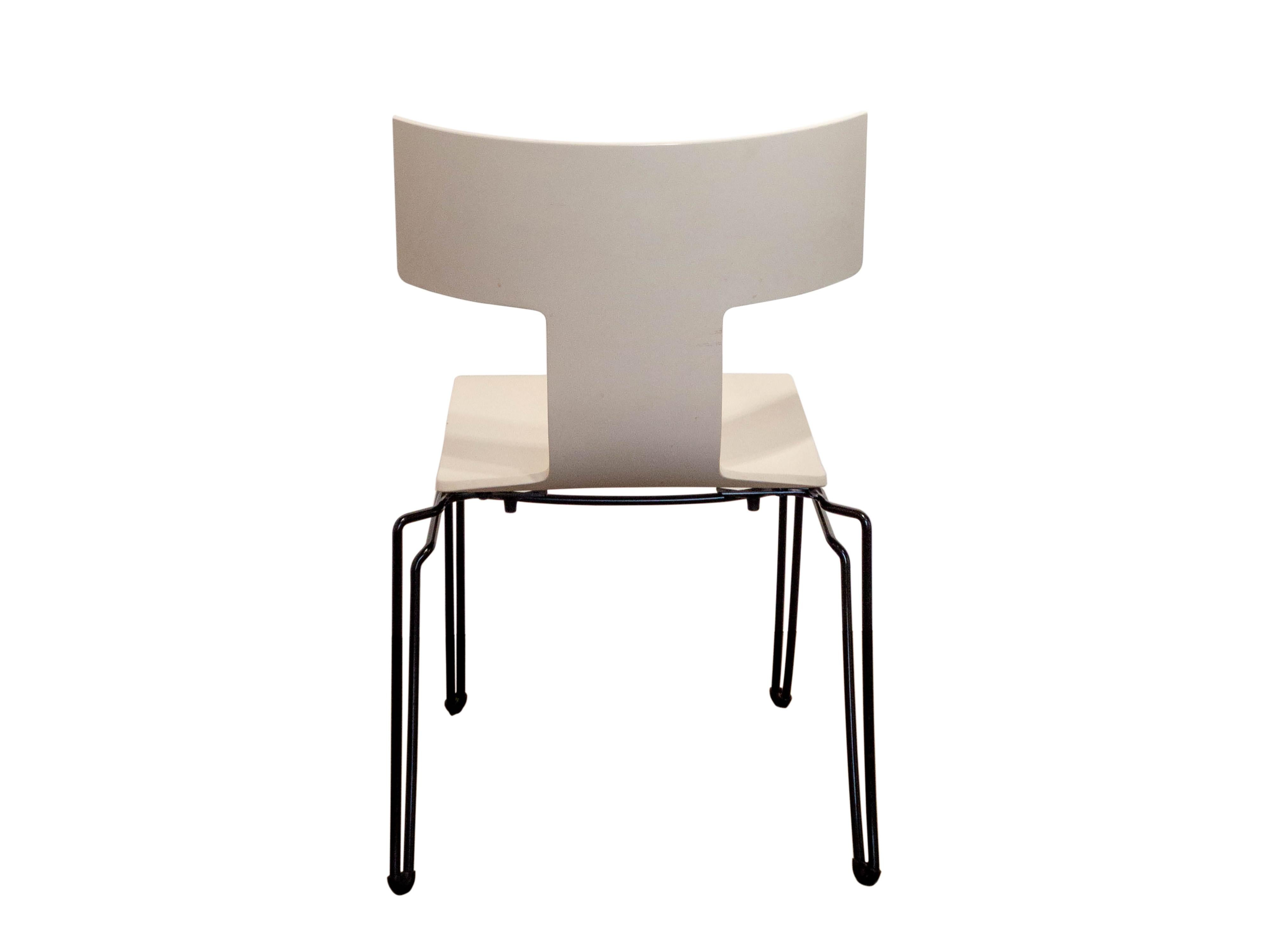 American Set of 8 White Anziano Chairs by John Hutton for Donghia