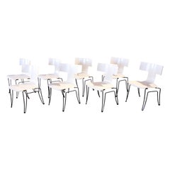 Set of 8 White Anziano Chairs by John Hutton for Donghia