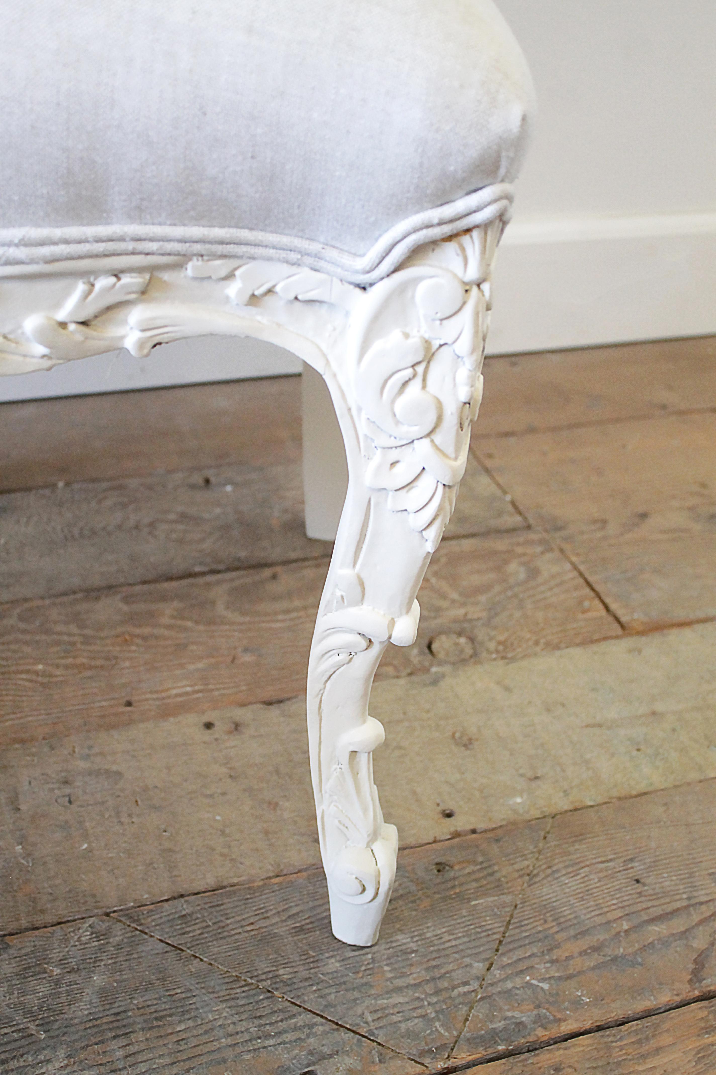 Set of 8 White Carved and Painted Dining Chairs 5