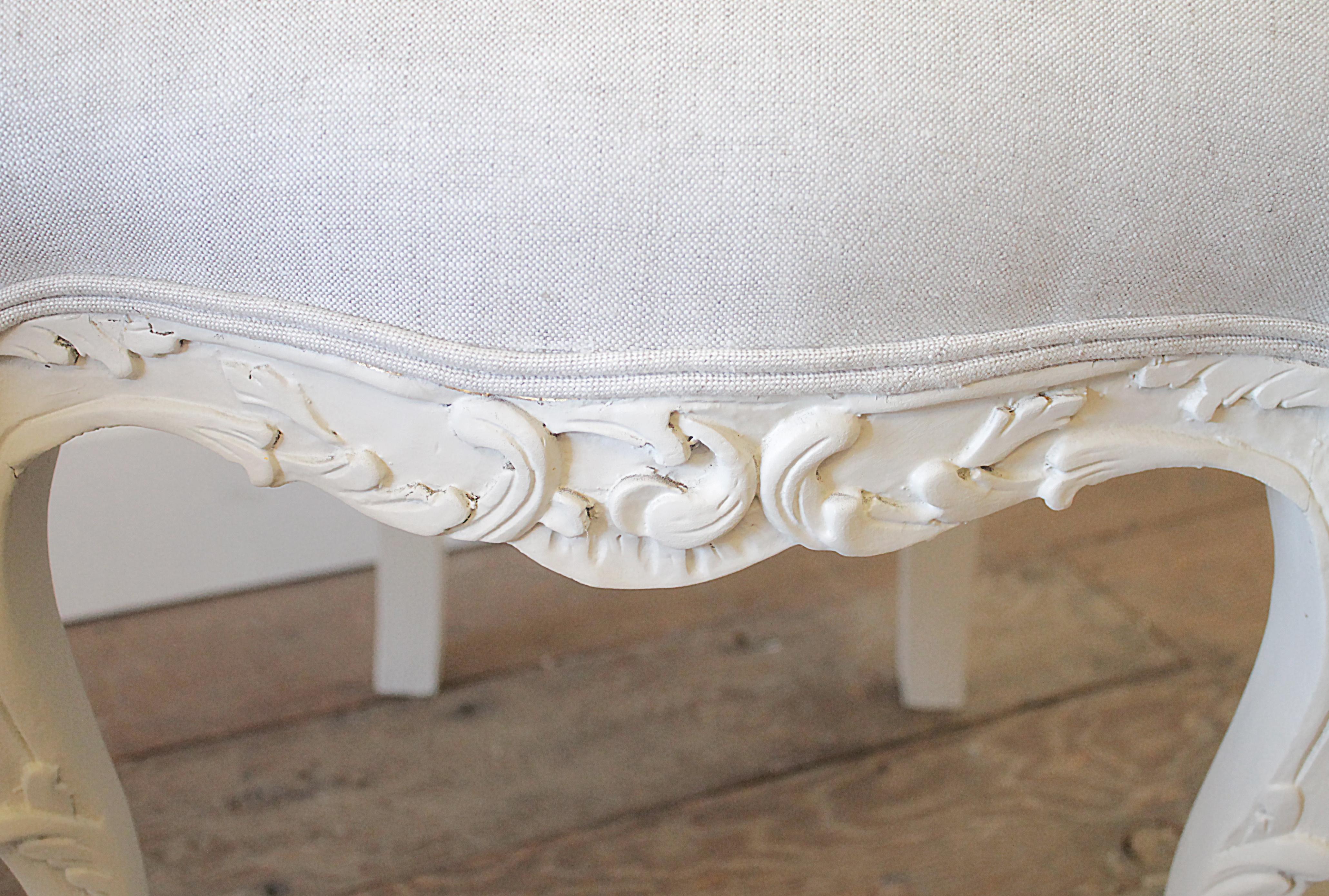 Set of 8 White Carved and Painted Dining Chairs 4