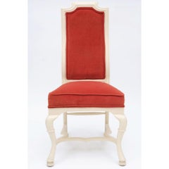 Set of 8 White Painted and Upholstered Dining Chairs