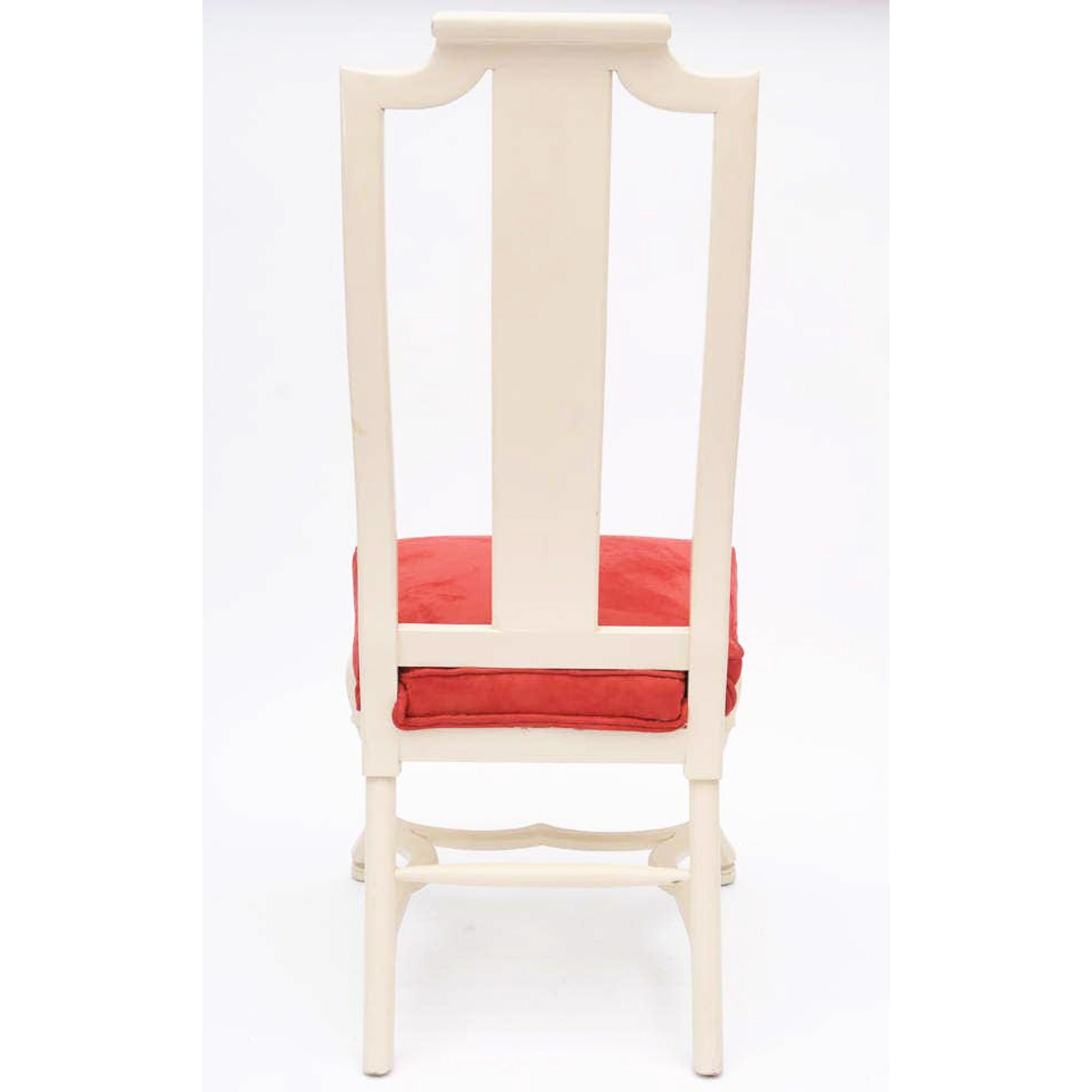 European Set of 8 White Painted and Upholstered Dining Chairs For Sale