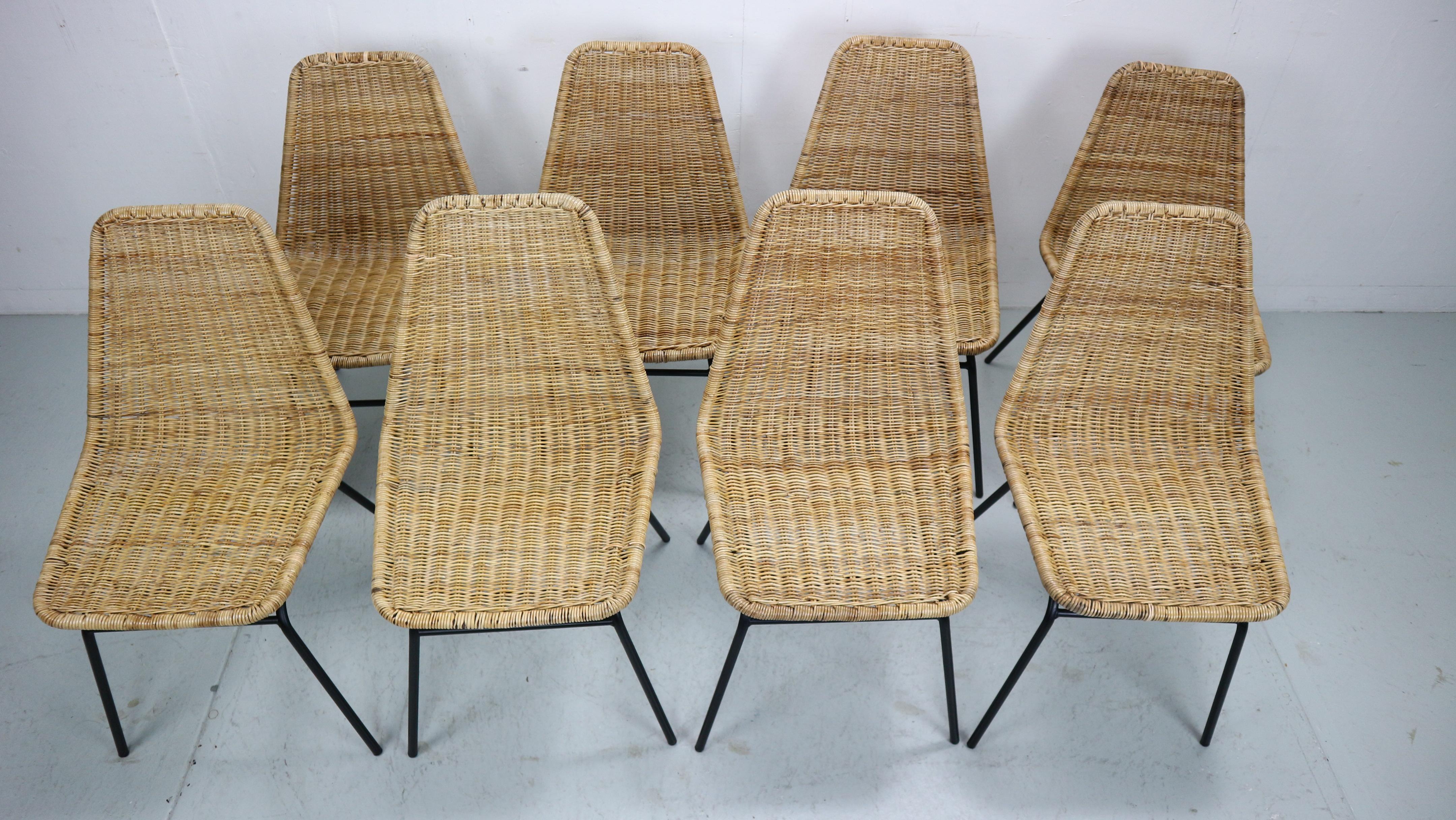 Ensemble de 8 chaises en osier modèle «italia 100 » des années 1960, Pays-Bas 6