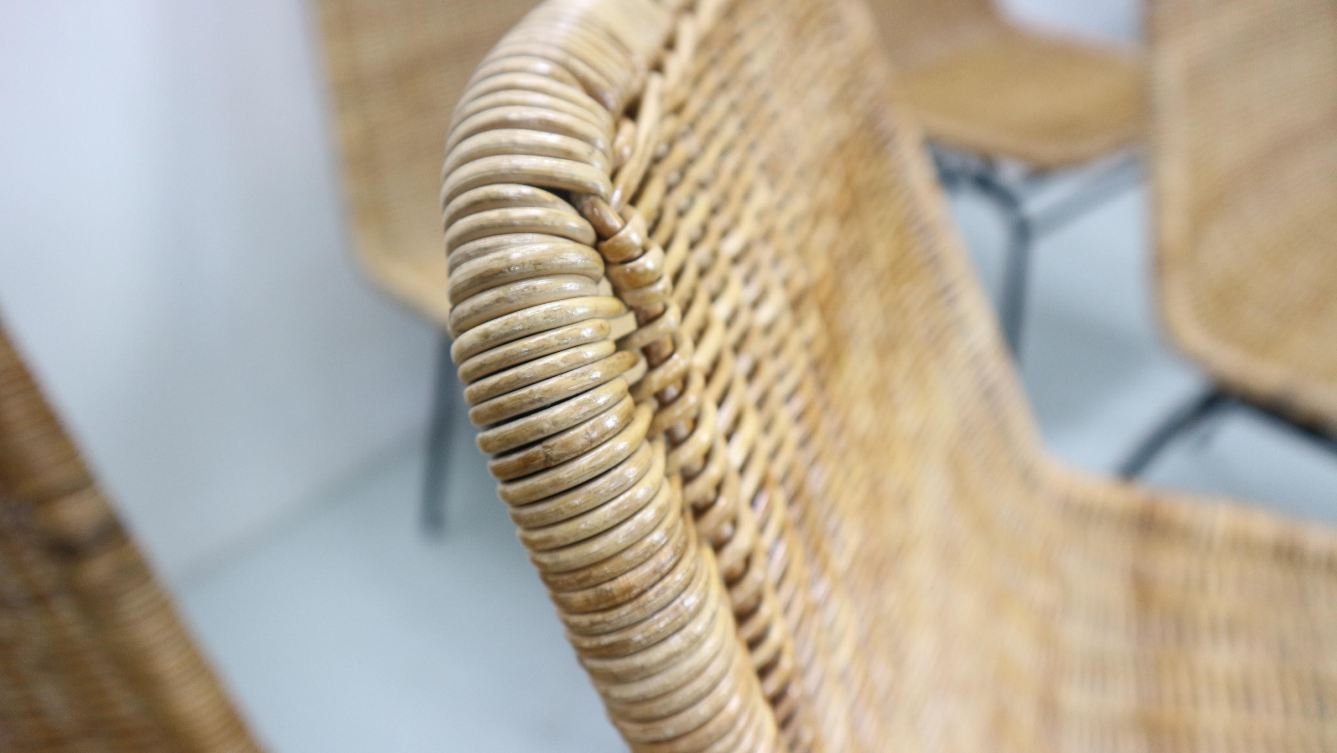set of 8 wicker chairs model 'italia 100' from the 1960s, Netherlands For Sale 13