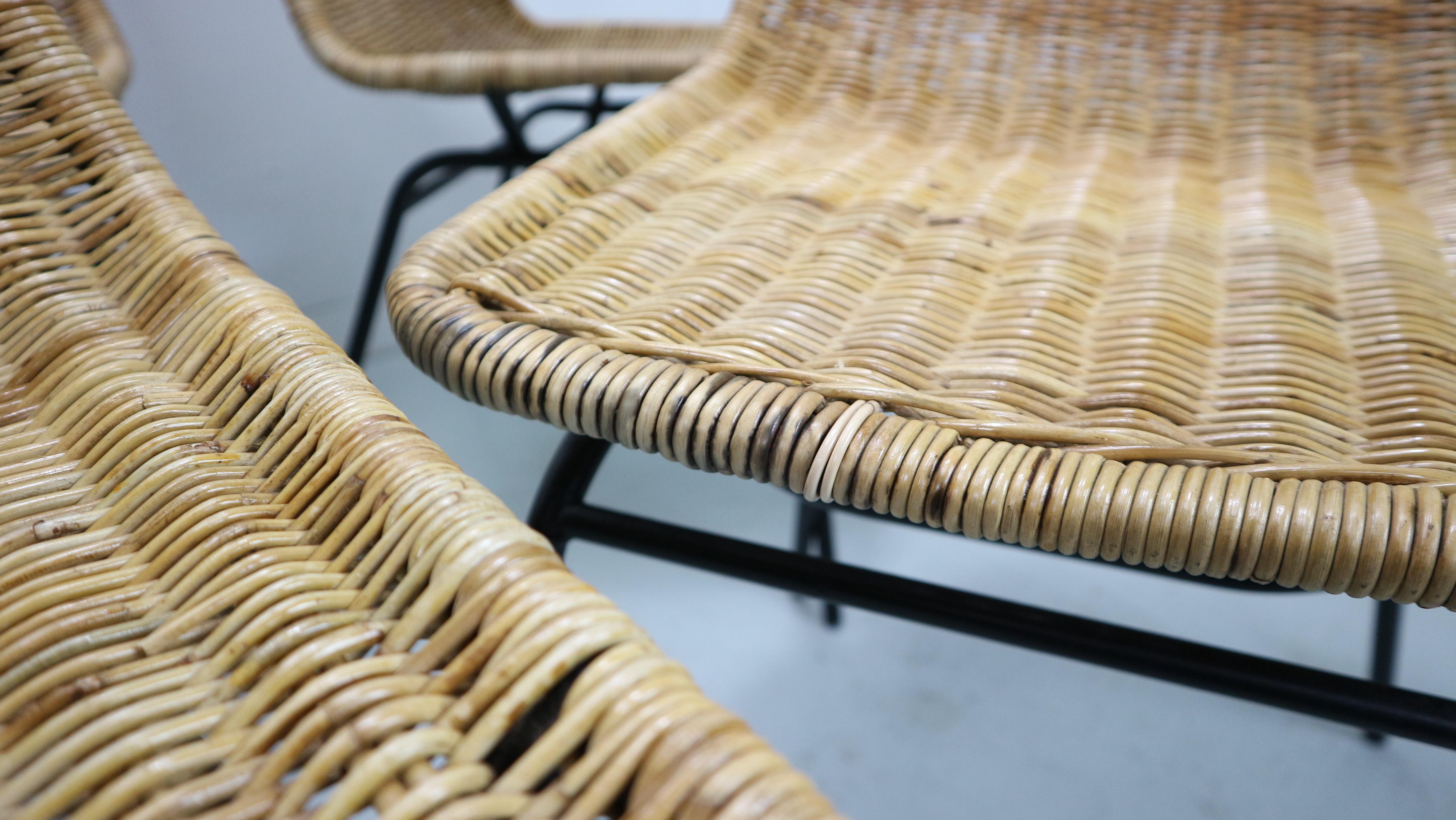set of 8 wicker chairs model 'italia 100' from the 1960s, Netherlands In Good Condition In The Hague, NL